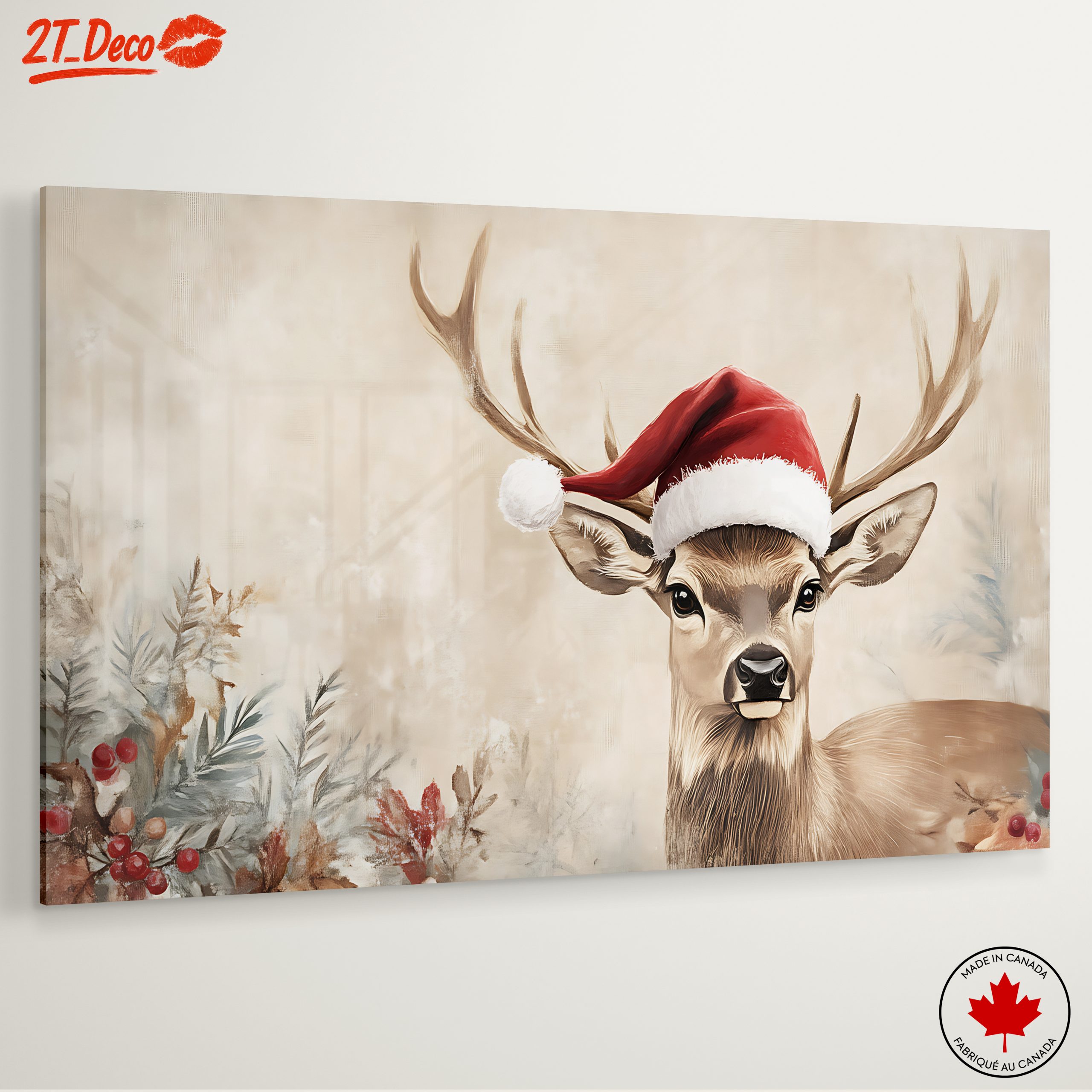 Whimsical Deer in Santa Hat - Image 6