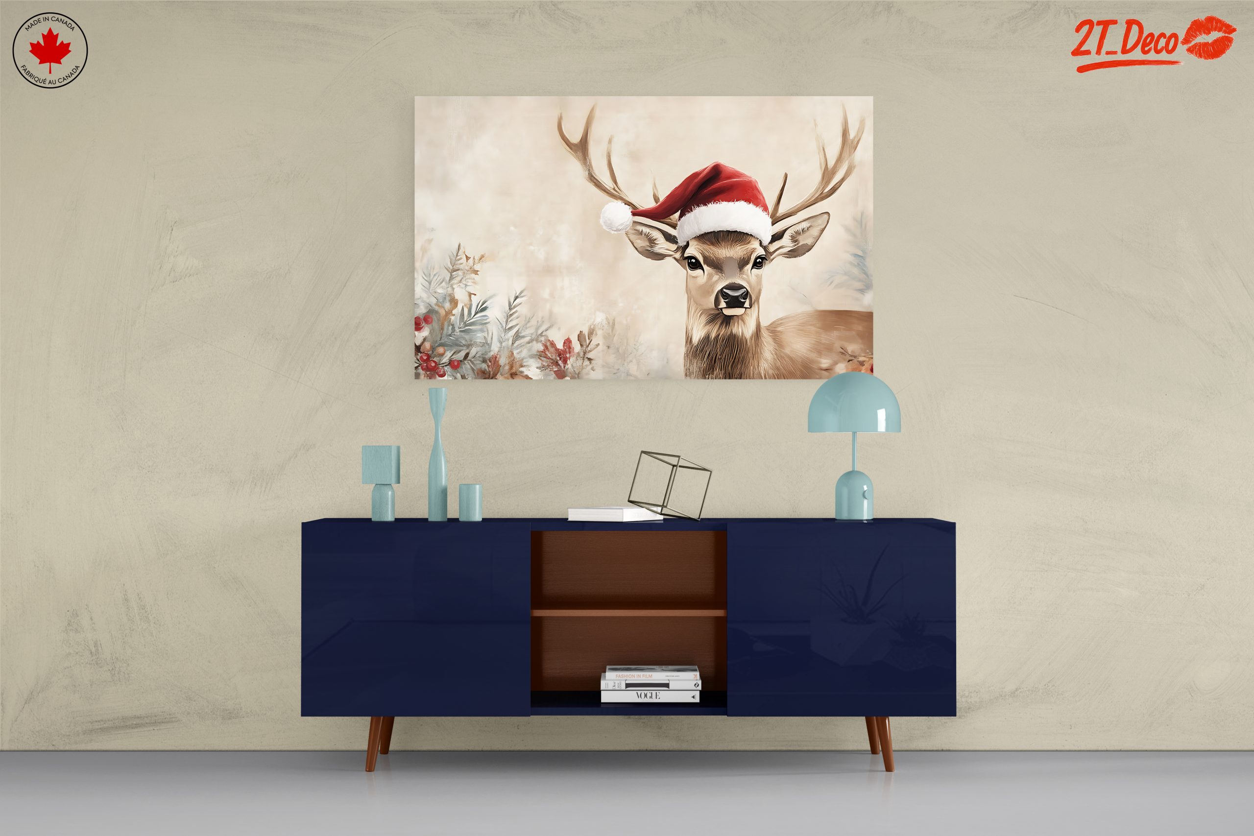 Whimsical Deer in Santa Hat - Image 8