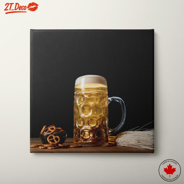 Golden Beer Mug with Pretzels