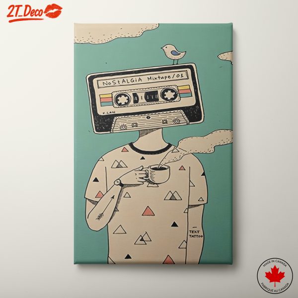 Nostalgic Illustration Featuring Retro Cassette