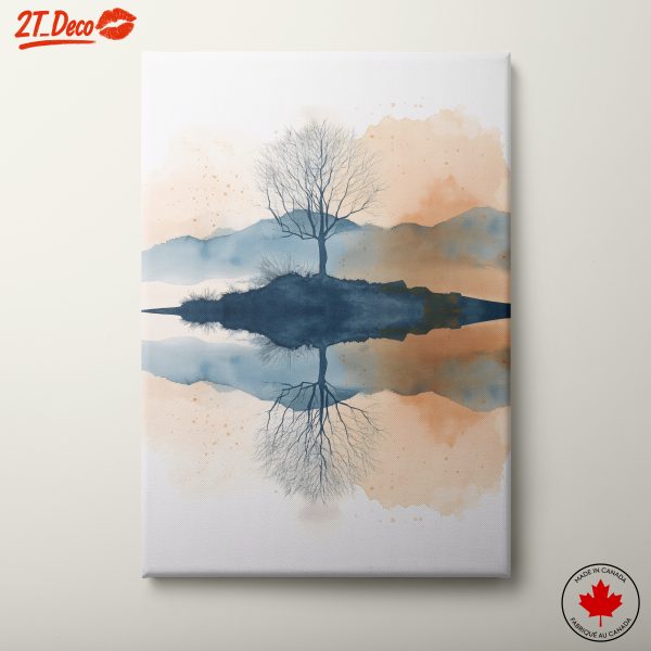 Serene Abstract Landscape with Reflective Tree