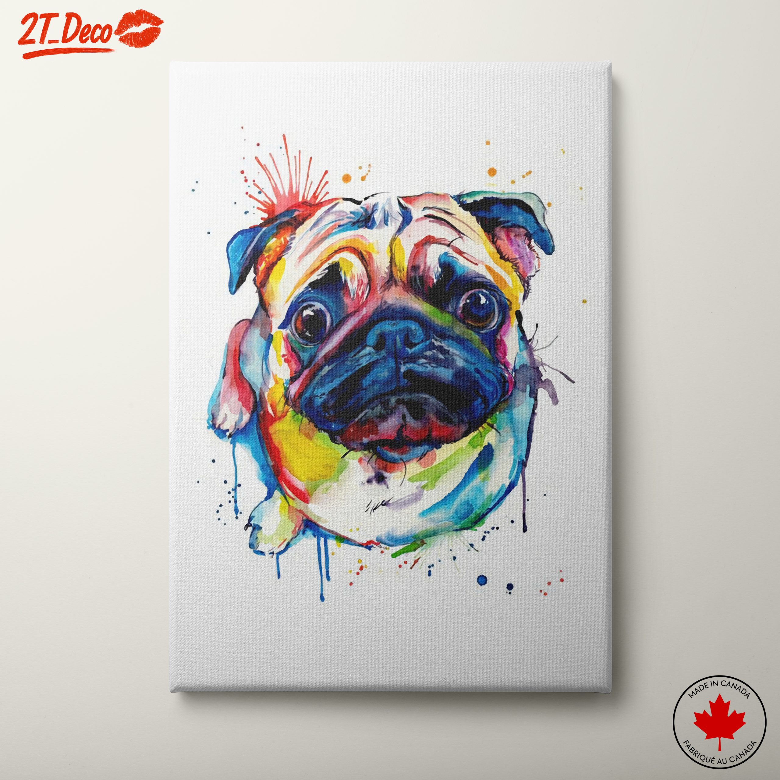Colorful Pug Portrait Wall Art