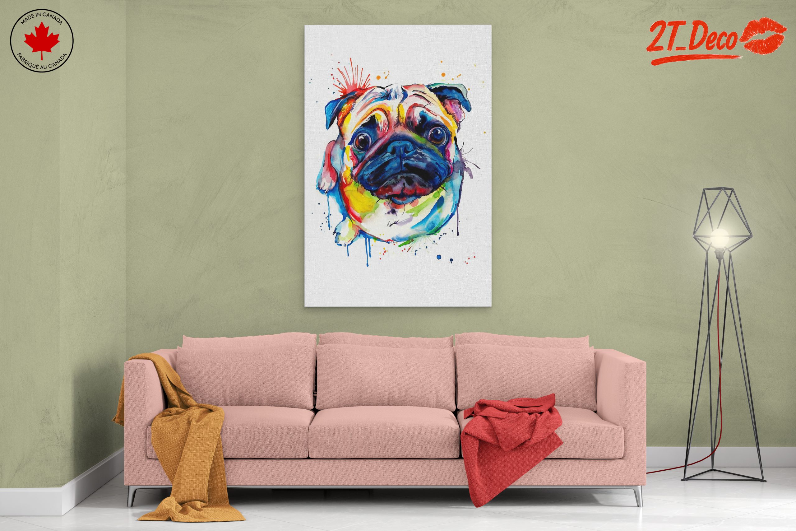 Colorful Pug Portrait Wall Art - Image 2