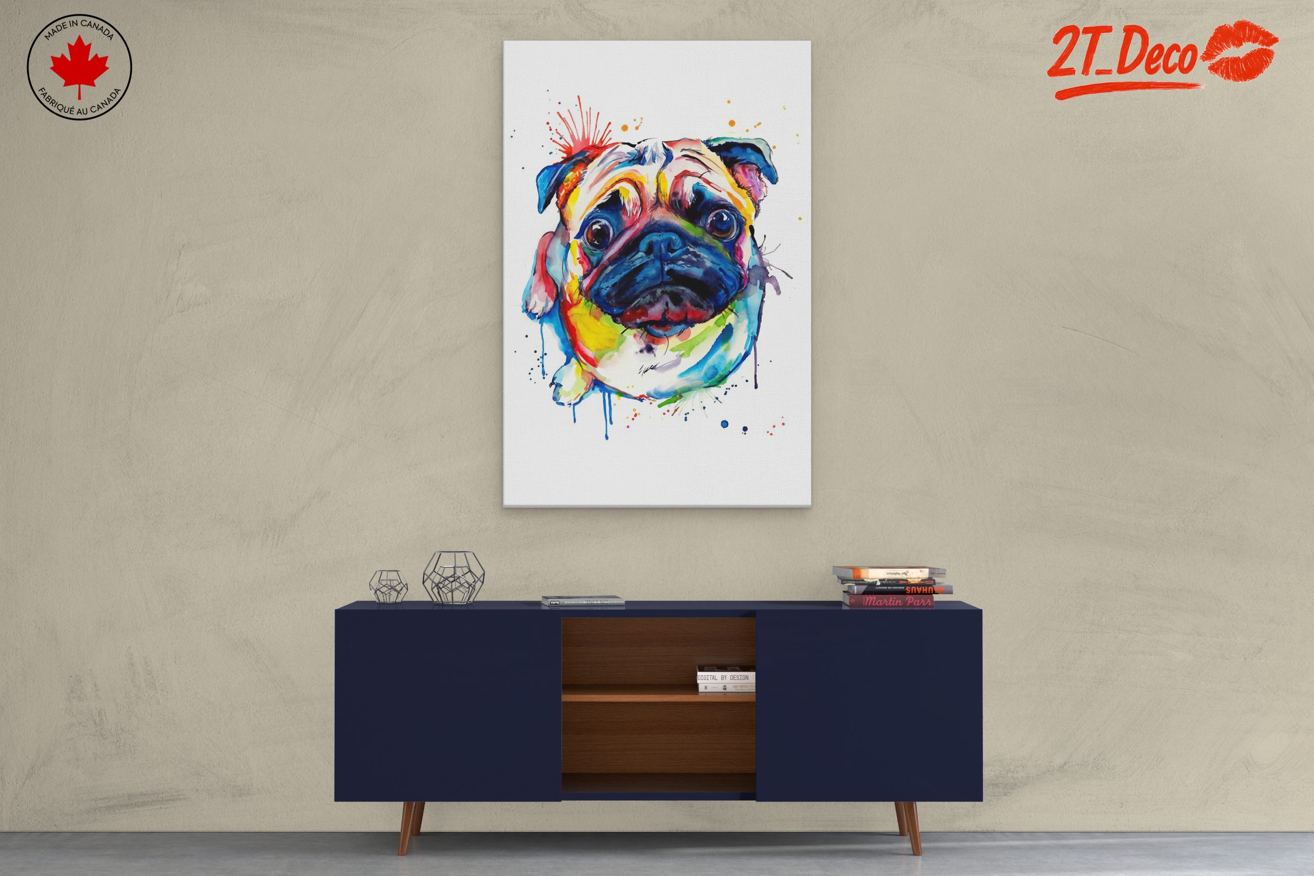 Colorful Pug Portrait Wall Art - Image 3