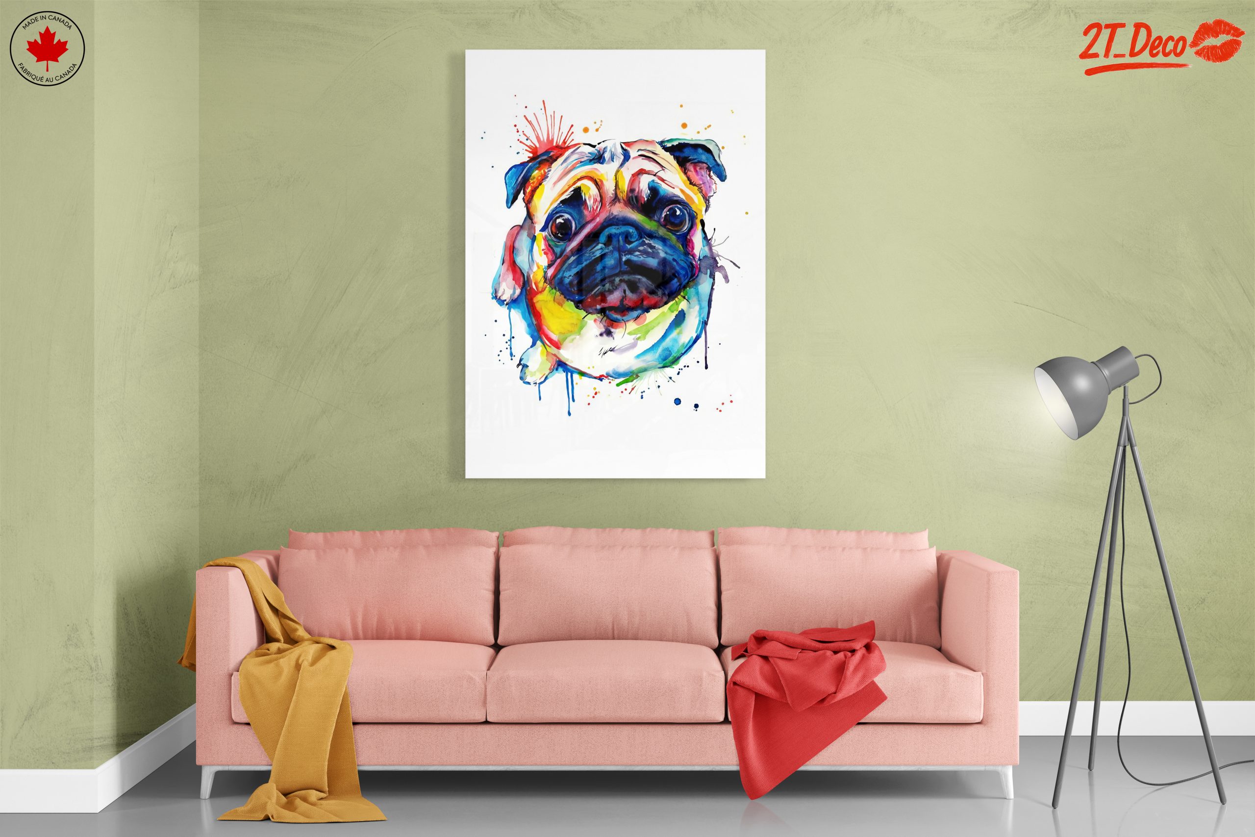 Colorful Pug Portrait Wall Art - Image 7
