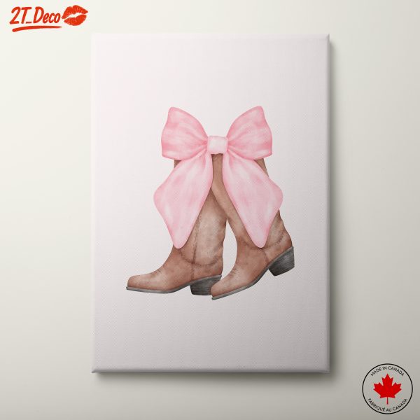 Stylish Boots with Pink Bow Art