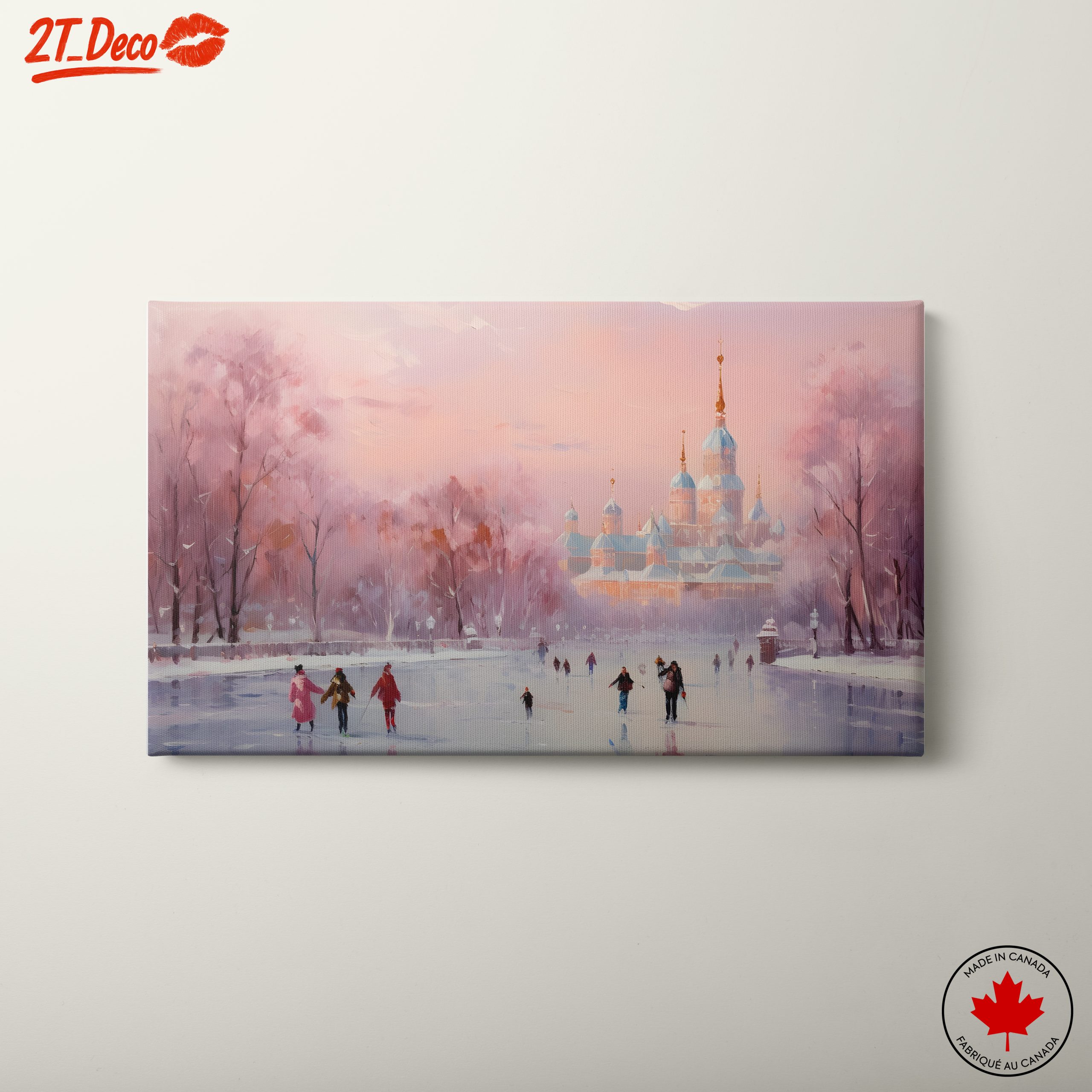 Charming Winter Landscape with Ice Skaters