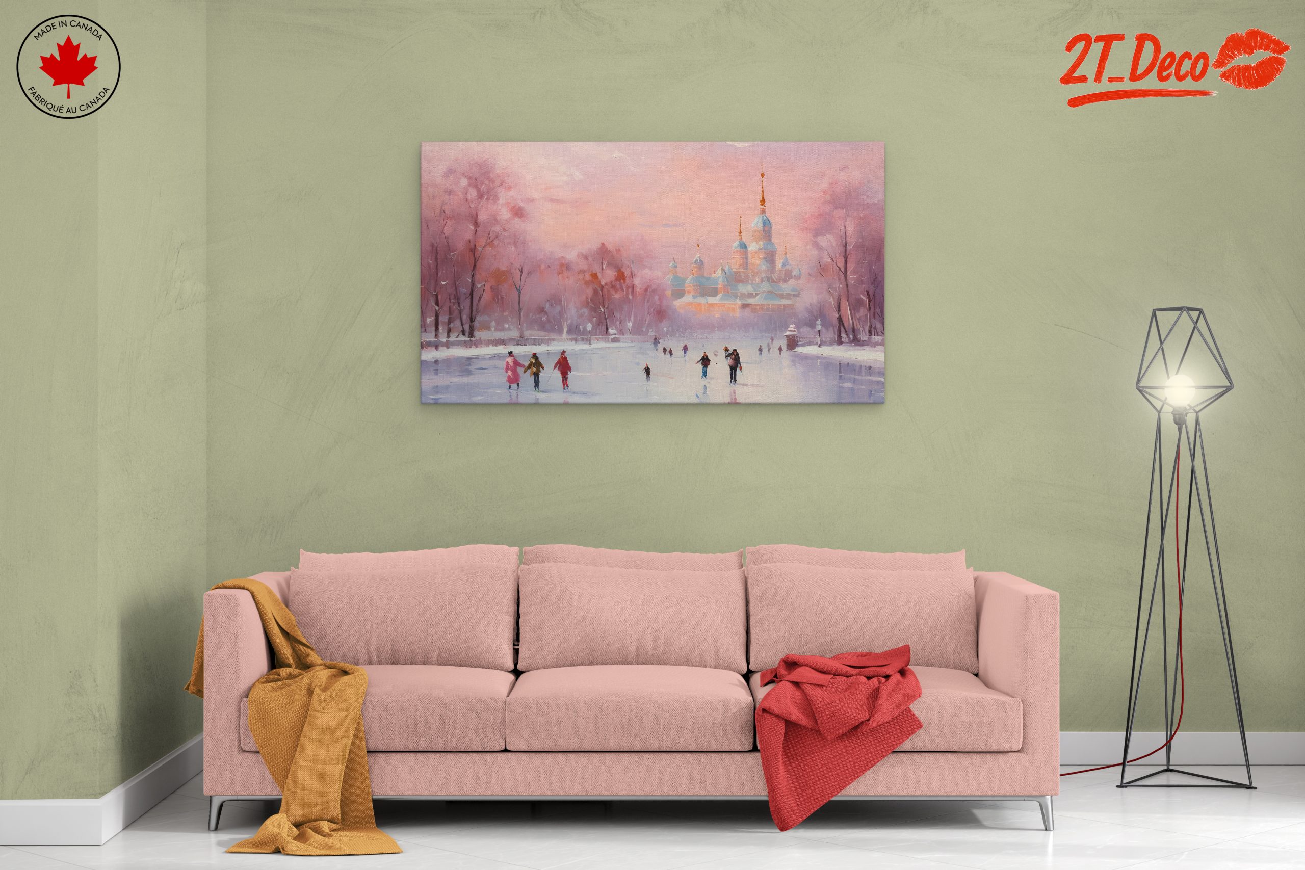 Charming Winter Landscape with Ice Skaters - Image 2