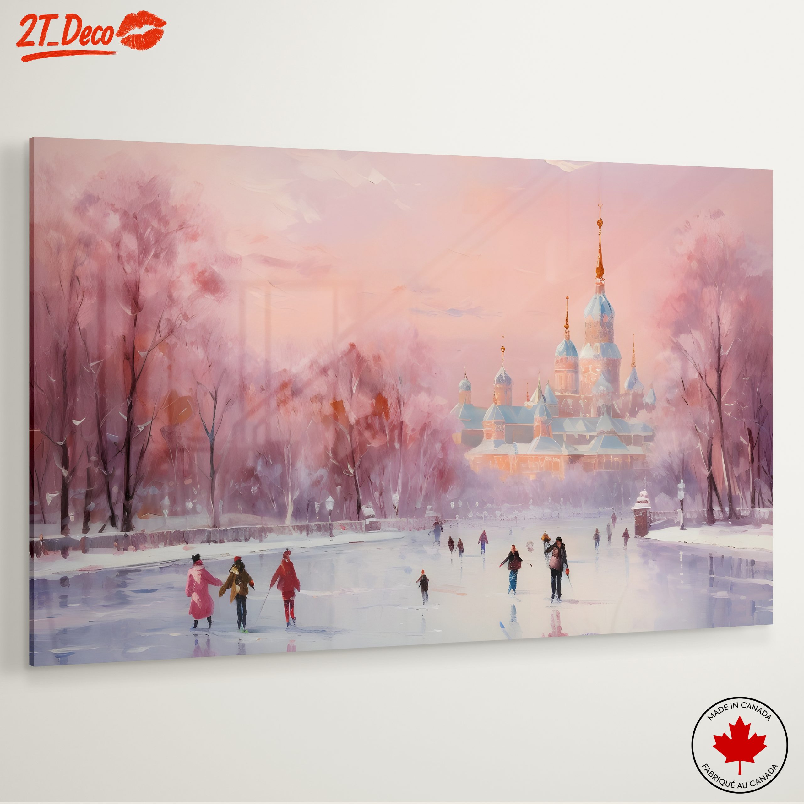 Charming Winter Landscape with Ice Skaters - Image 6