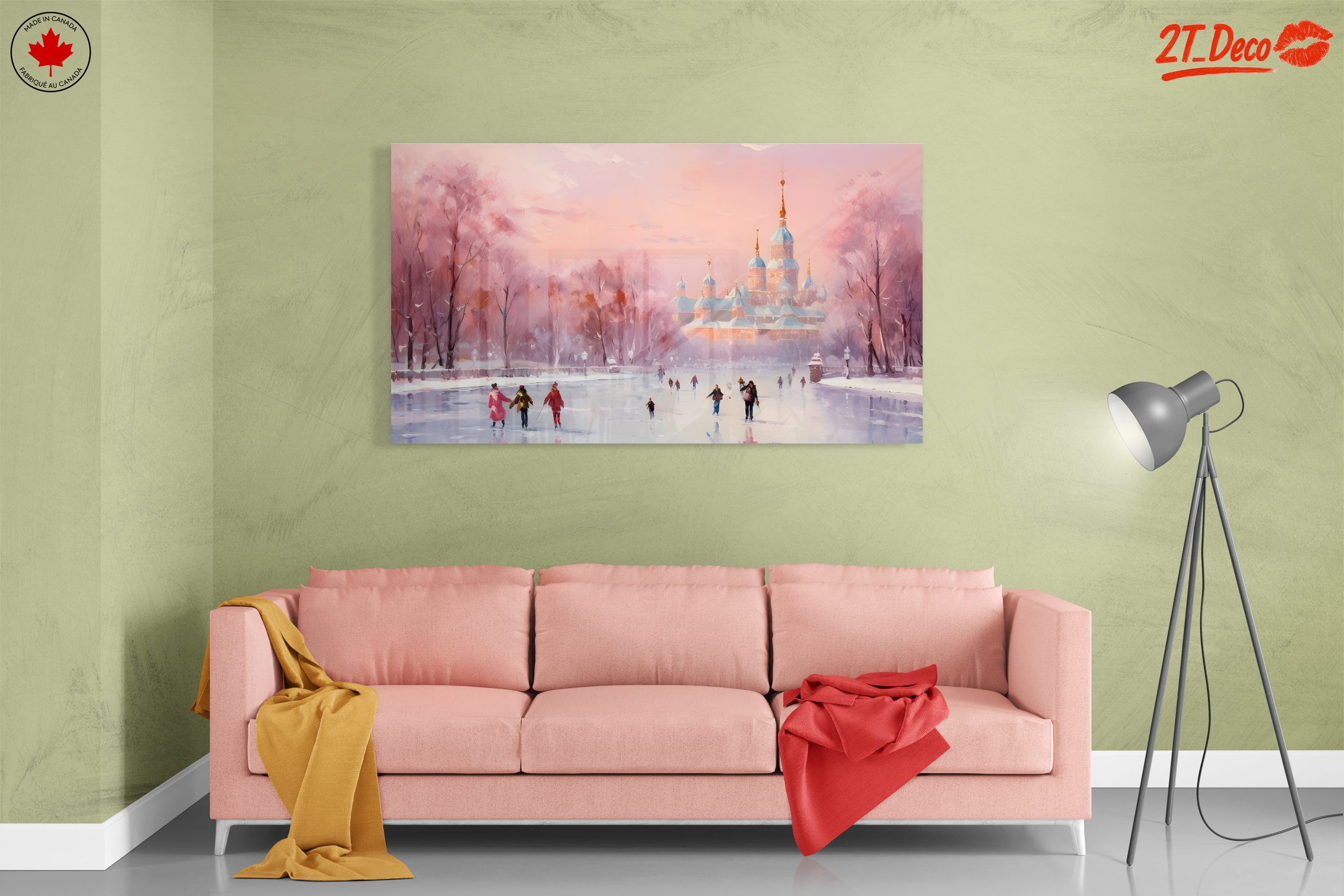 Charming Winter Landscape with Ice Skaters - Image 7
