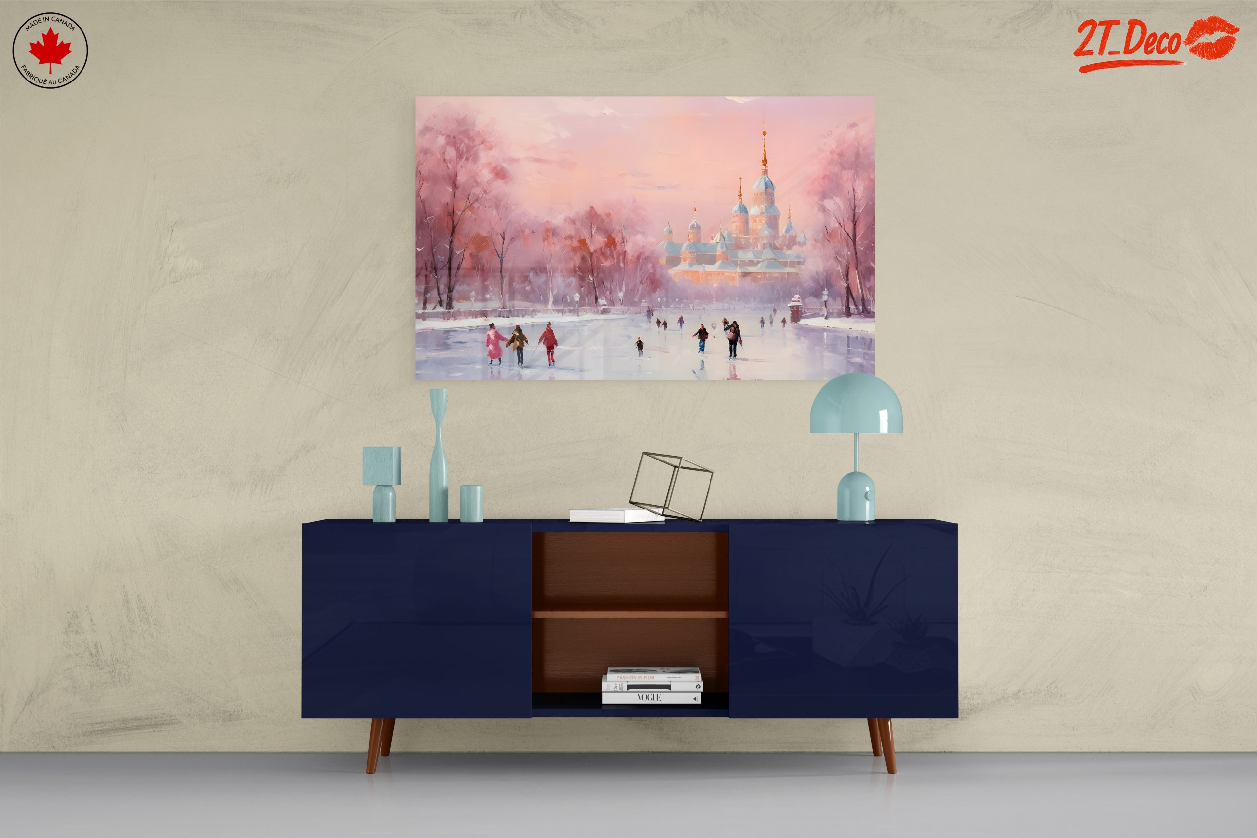 Charming Winter Landscape with Ice Skaters - Image 8
