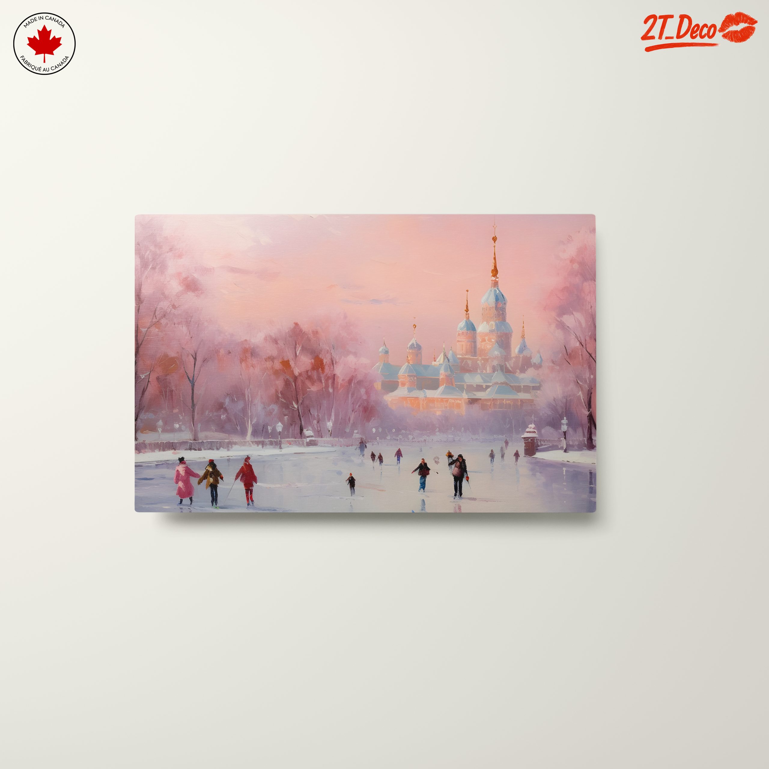 Charming Winter Landscape with Ice Skaters - Image 10