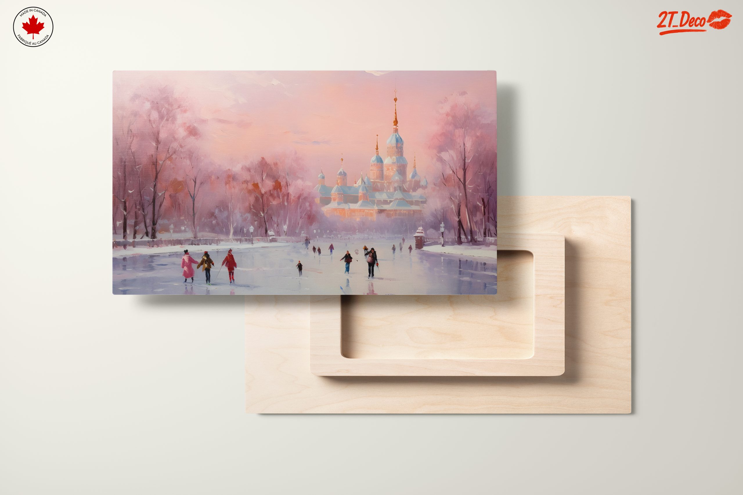 Charming Winter Landscape with Ice Skaters - Image 11