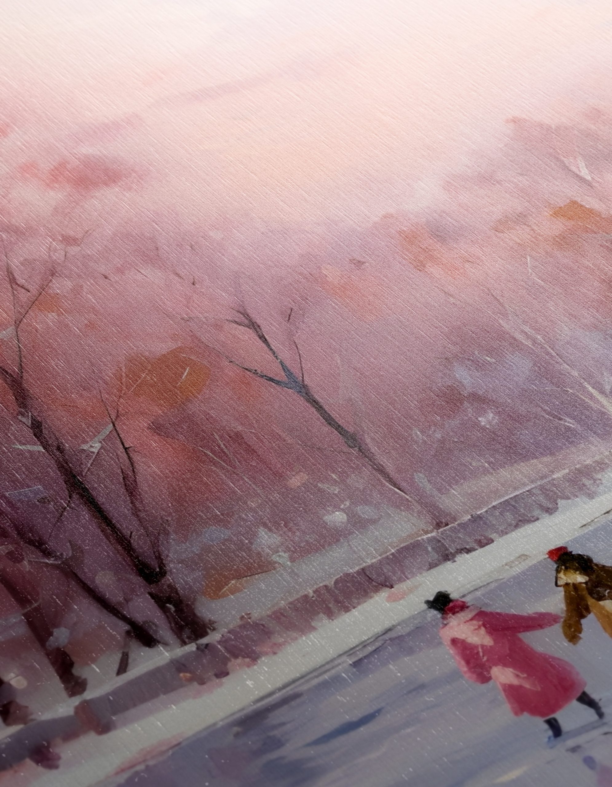 Charming Winter Landscape with Ice Skaters - Image 12