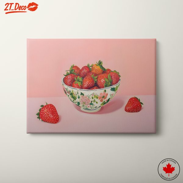 Bowl of Fresh Strawberries with Floral Design