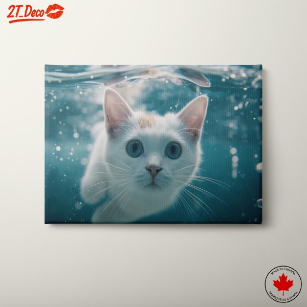 Cat Swimming Underwater in Clear Water