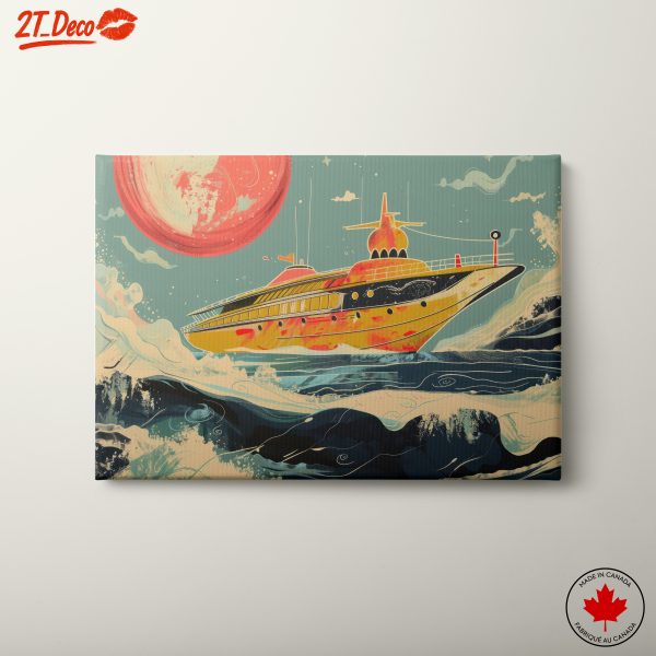 Whimsical Fantasy Yacht Sailing Through Waves