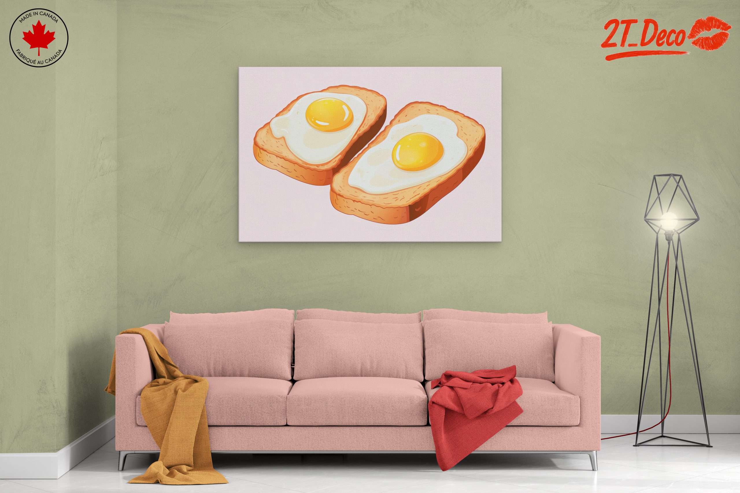 Whimsical Fried Eggs on Toast Art - Image 2