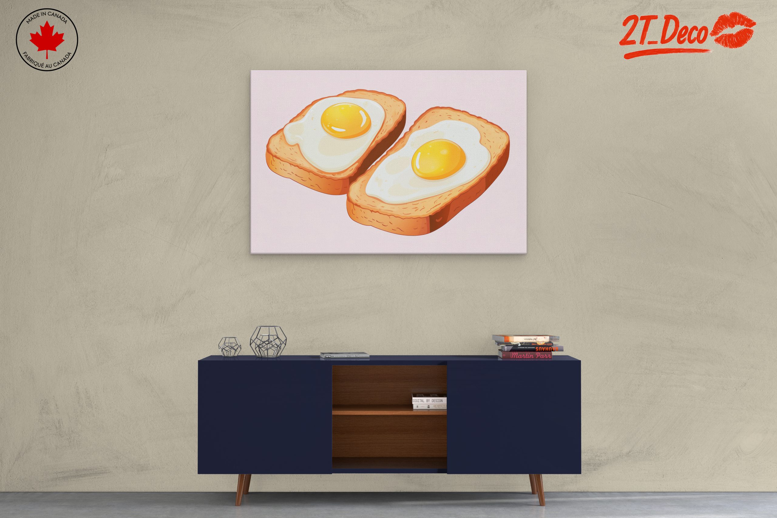 Whimsical Fried Eggs on Toast Art - Image 3