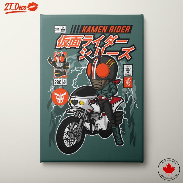 Kamen Rider Character Art Featuring Stylish Motorcycle