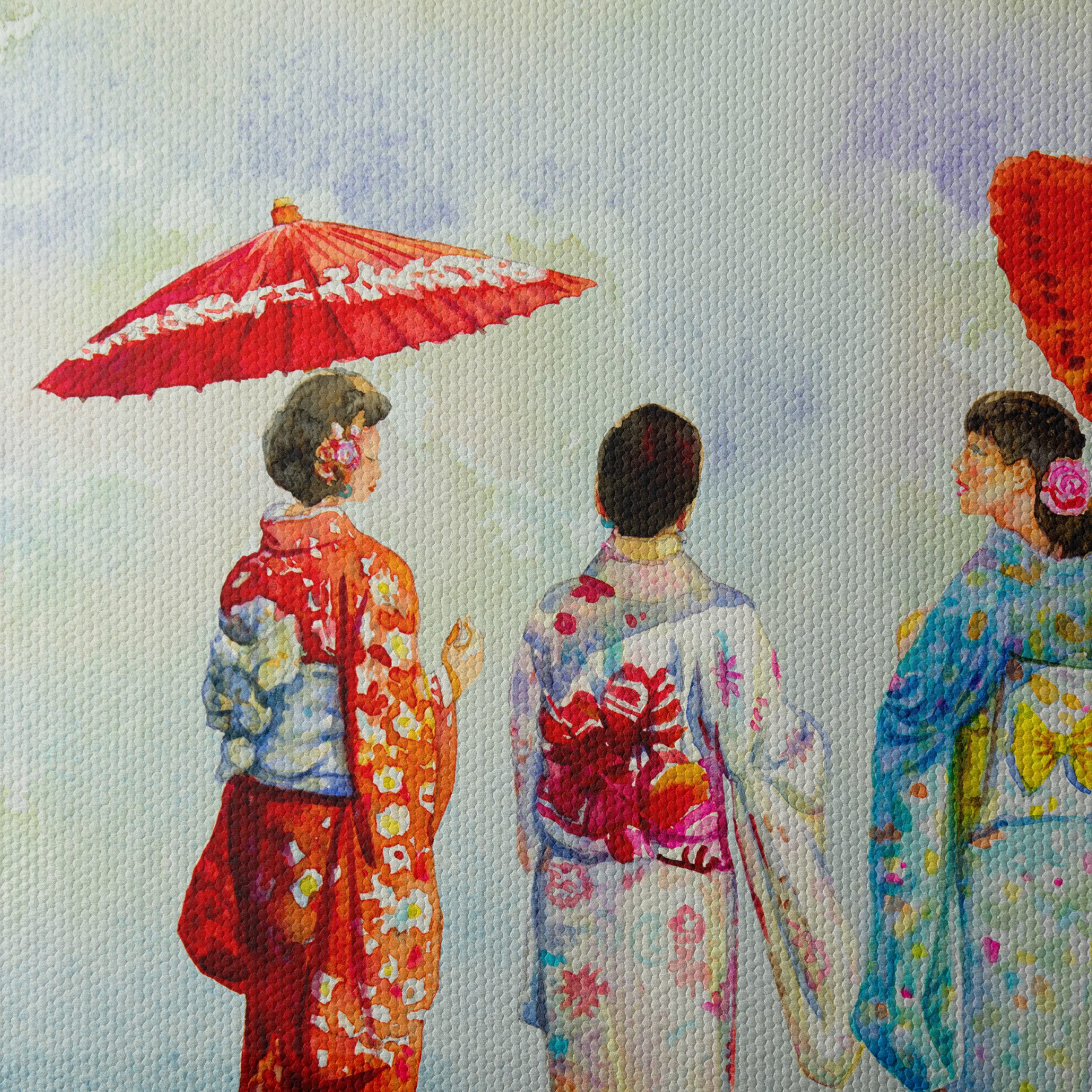 Beautiful Japanese Women Under Cherry Blossom - Image 4