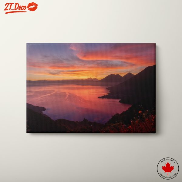Breathtaking Sunset Over Lake and Mountains
