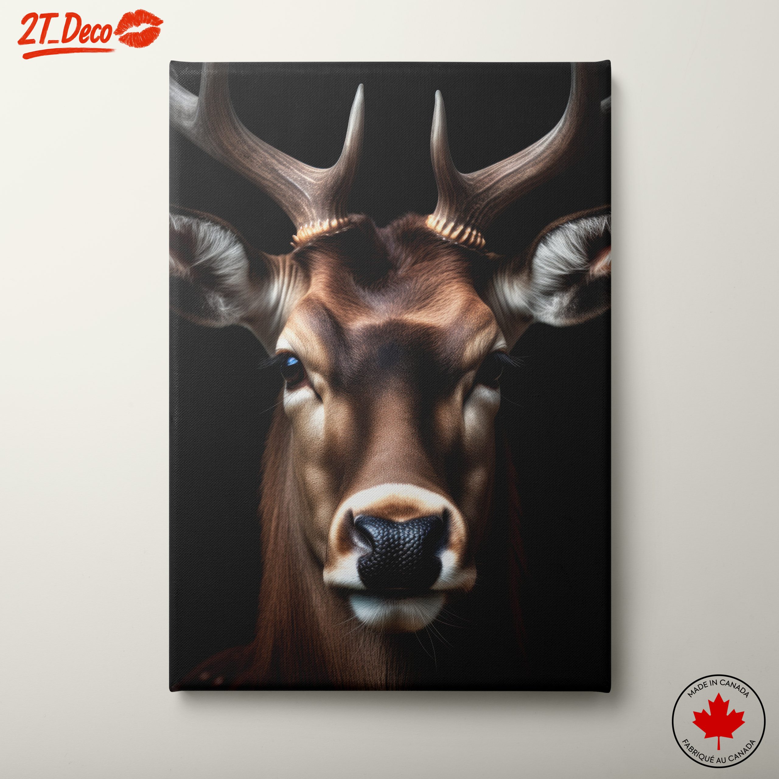 Majestic Deer Portrait Against Black Background