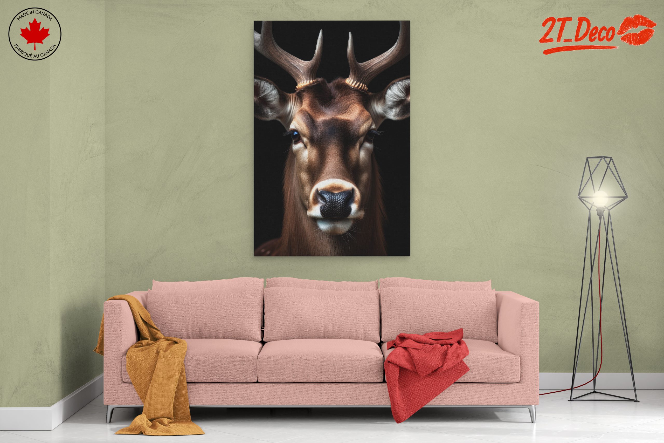 Majestic Deer Portrait Against Black Background - Image 2