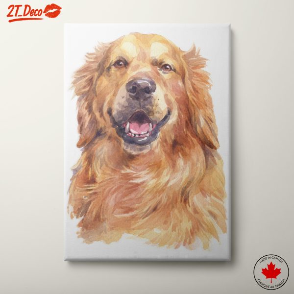 Beautiful Golden Retriever Watercolor Portrait