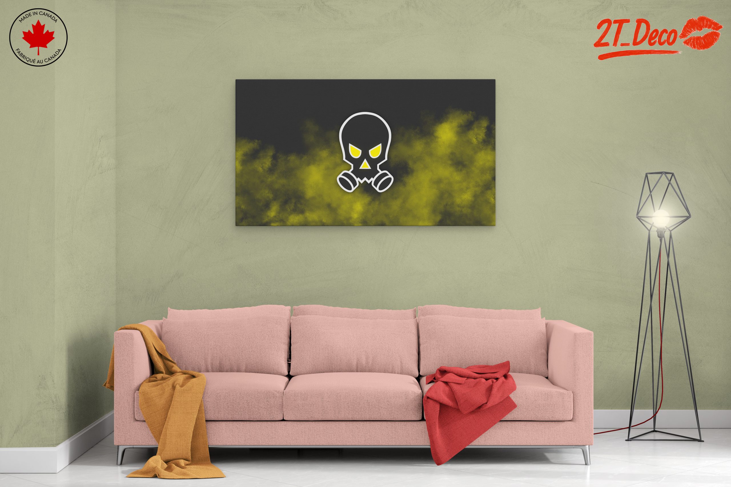 Graphic Skull Wall Art with Gas Mask - Image 2