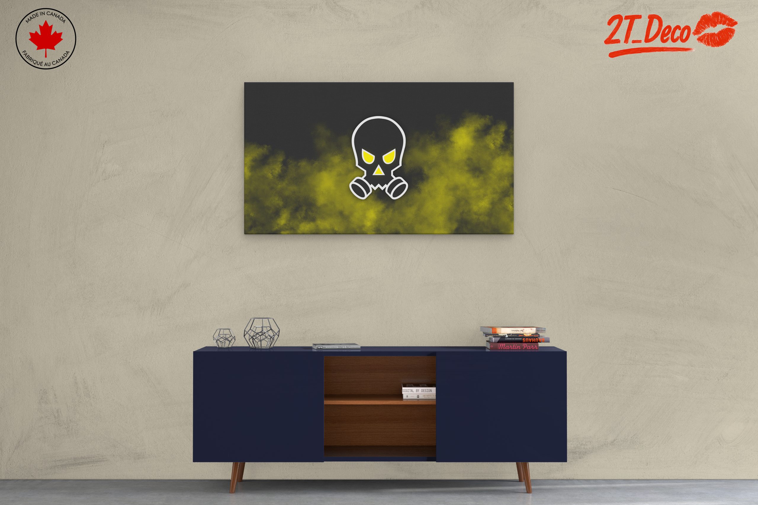 Graphic Skull Wall Art with Gas Mask - Image 3