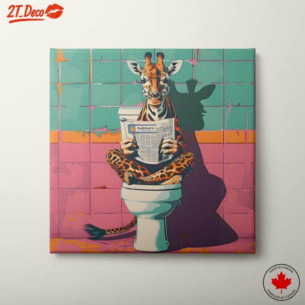 Humorous Giraffe in a Bathroom Setting