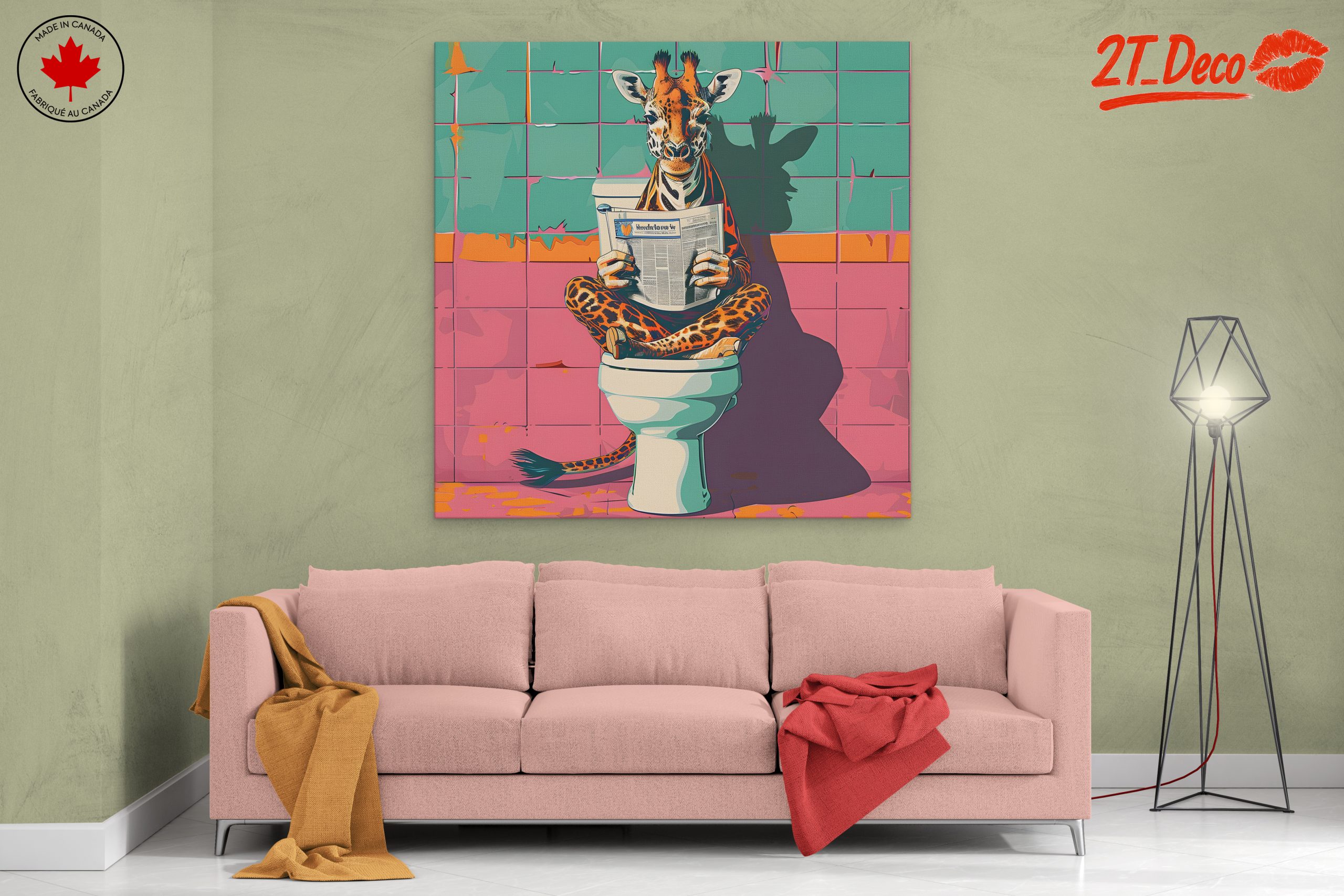 Humorous Giraffe in a Bathroom Setting - Image 2