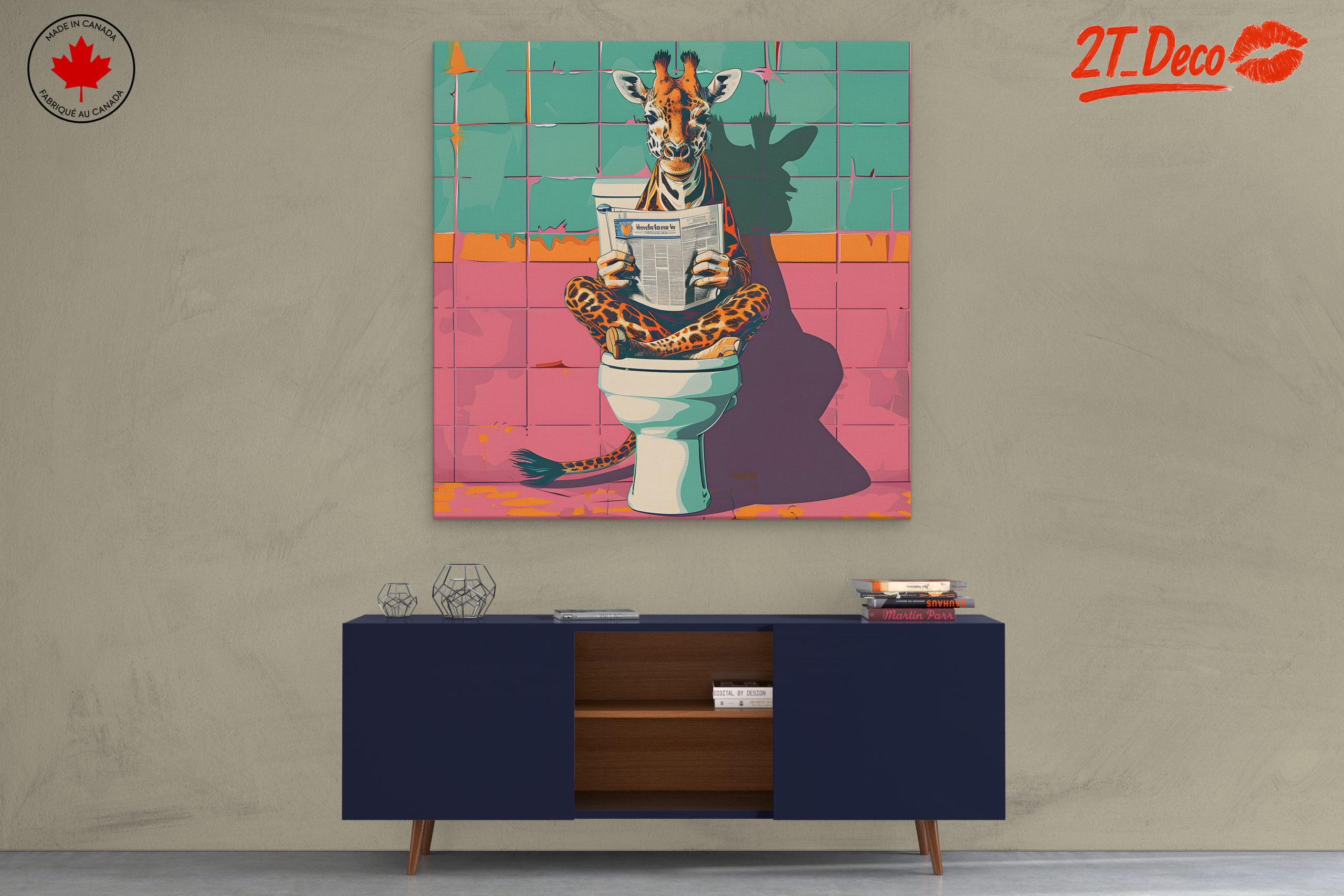 Humorous Giraffe in a Bathroom Setting - Image 3