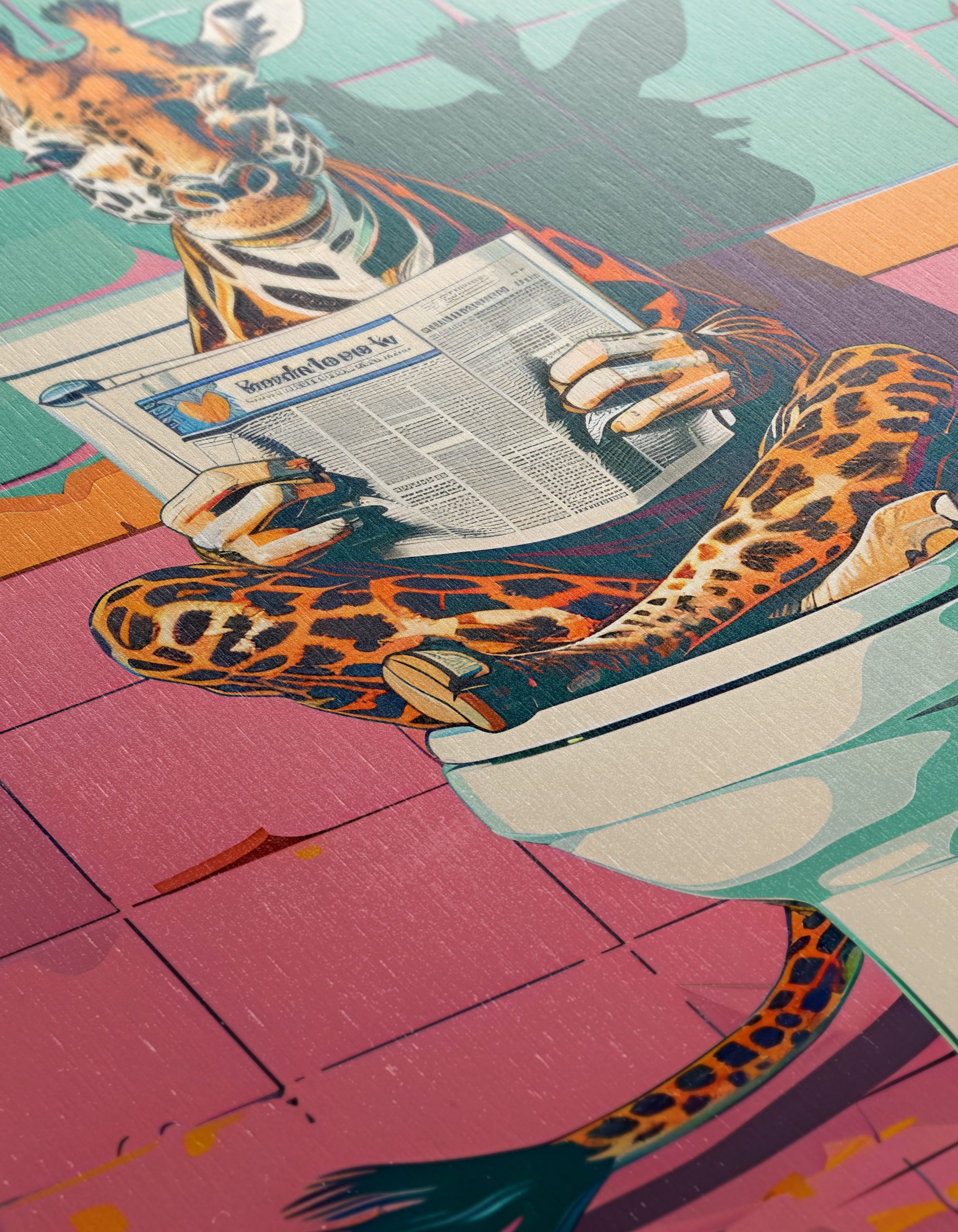 Humorous Giraffe in a Bathroom Setting - Image 12