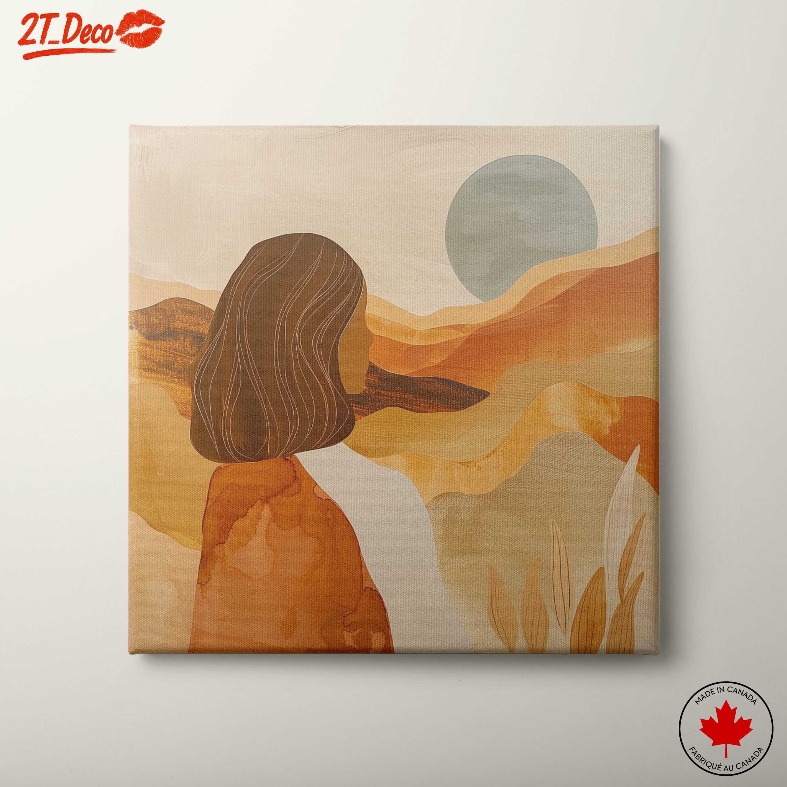 Abstract Woman in Desert Landscape Art