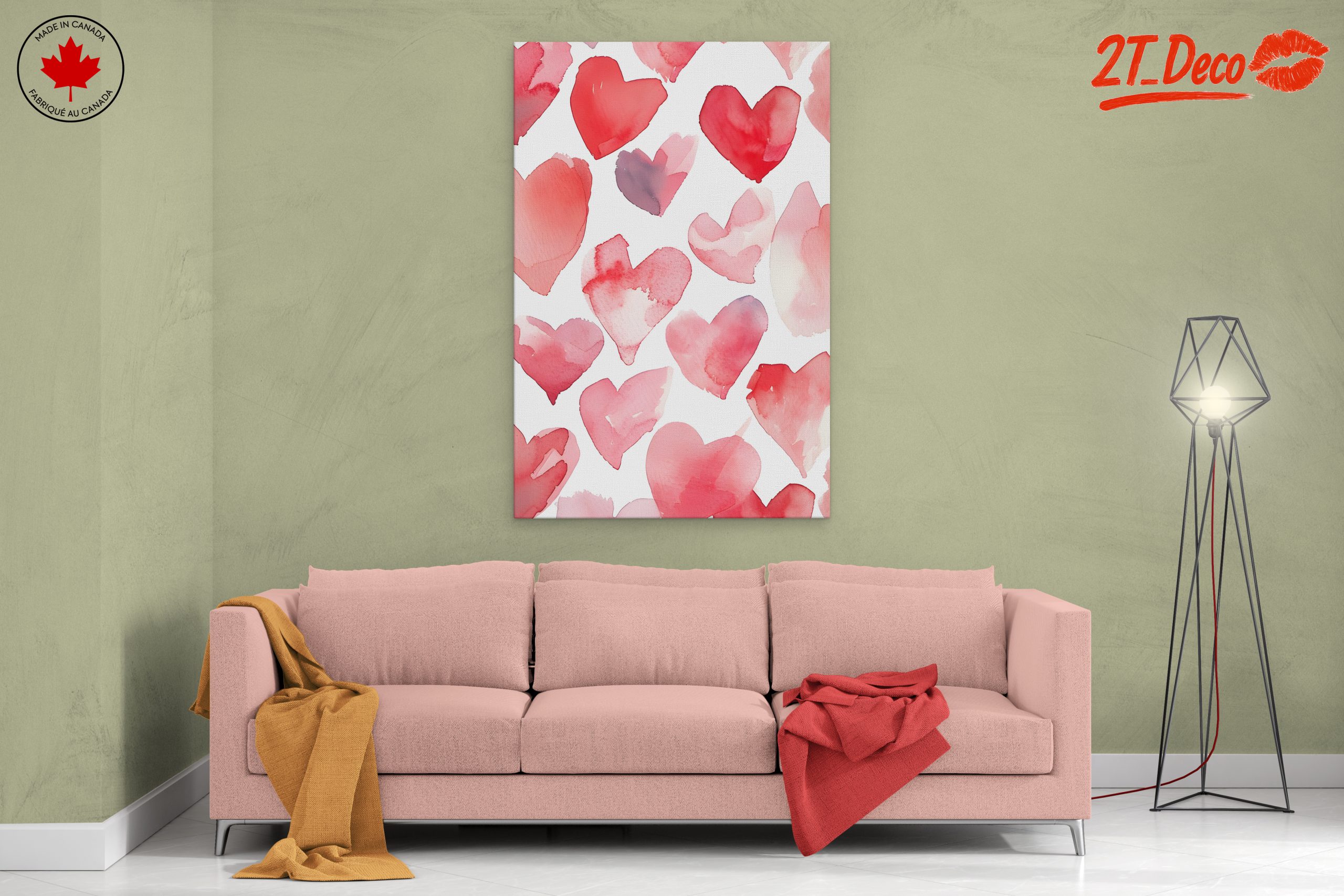 Playful Hearts Watercolor Art for Home Decor - Image 2