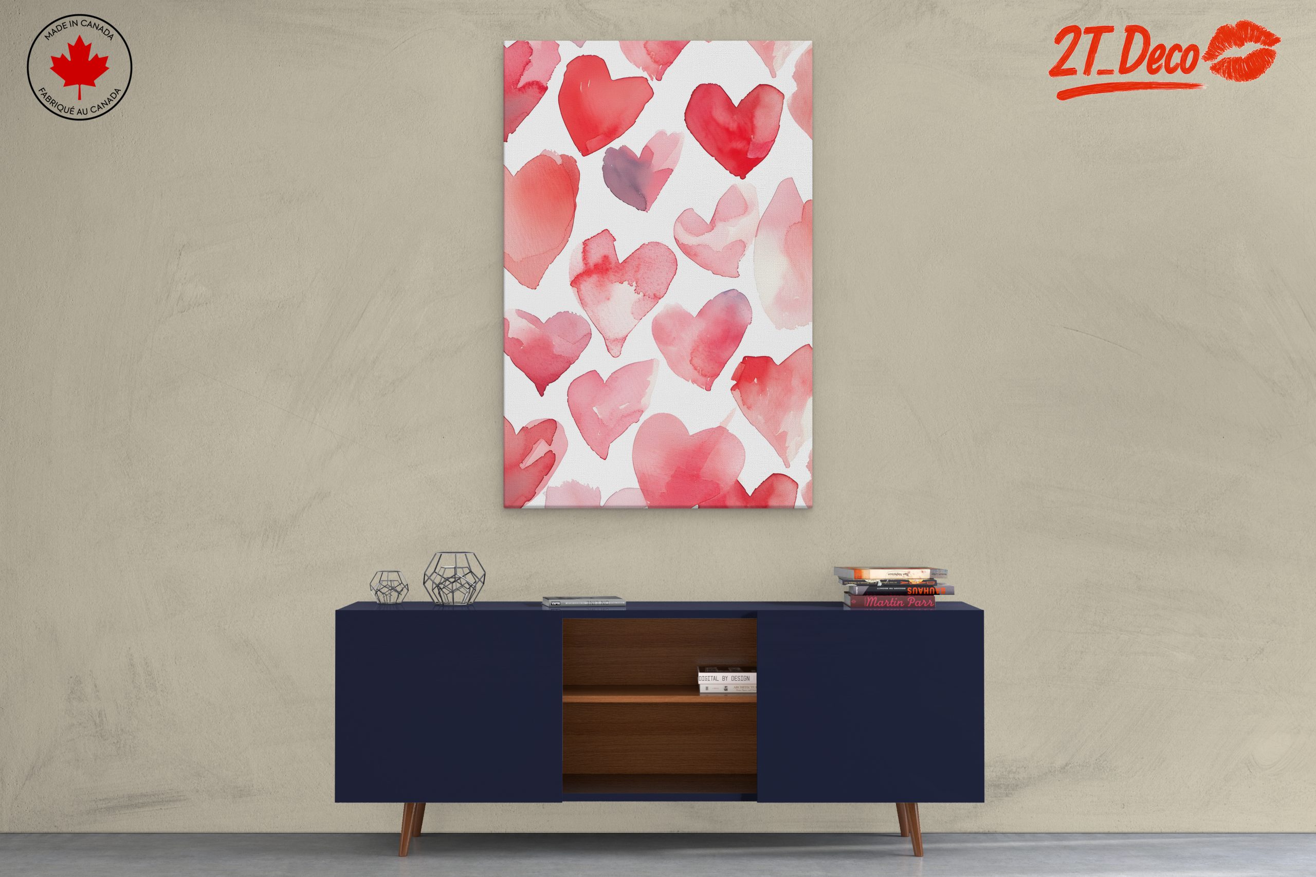 Playful Hearts Watercolor Art for Home Decor - Image 3