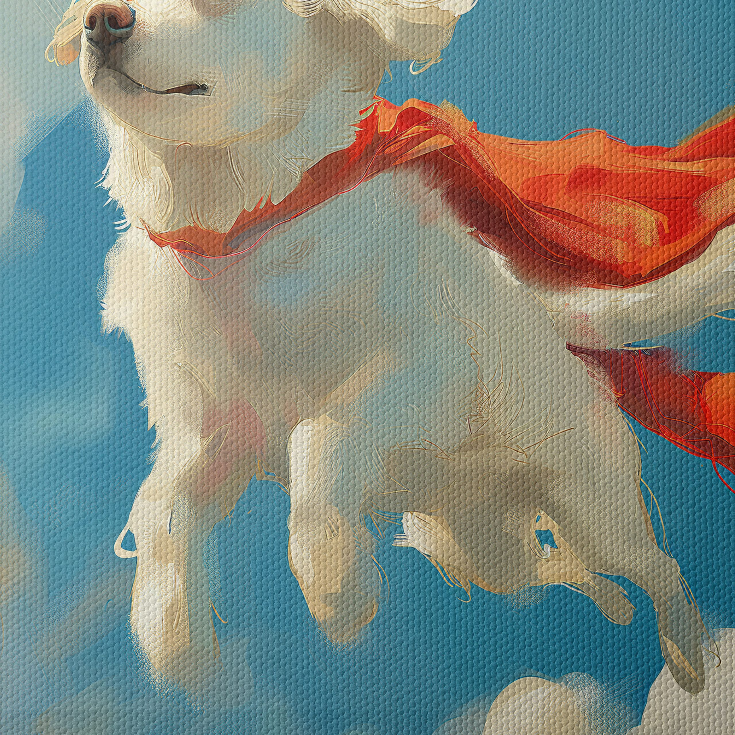 Dynamic Dog Artwork Soaring Through the Sky - Image 4