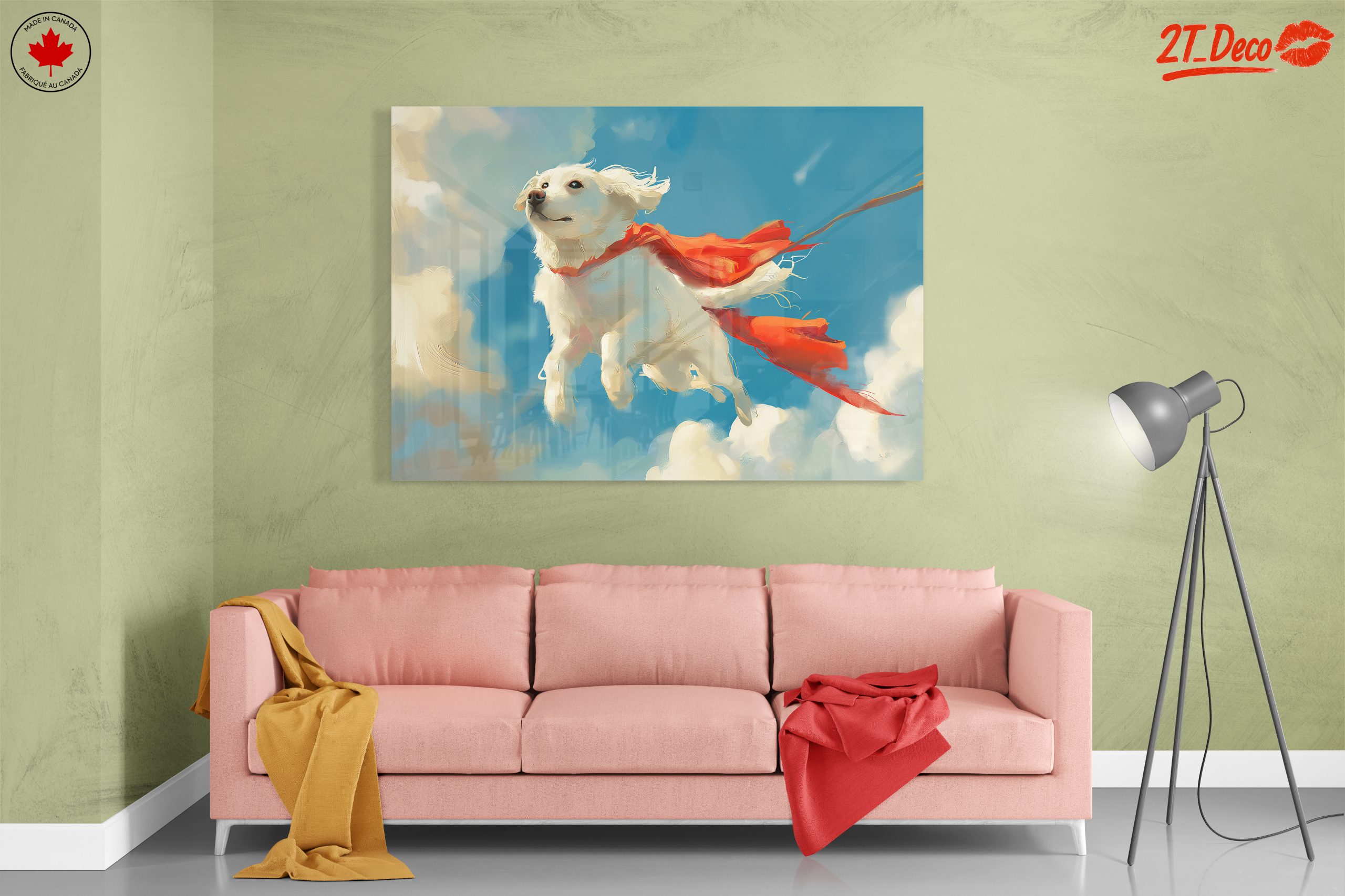 Dynamic Dog Artwork Soaring Through the Sky - Image 7