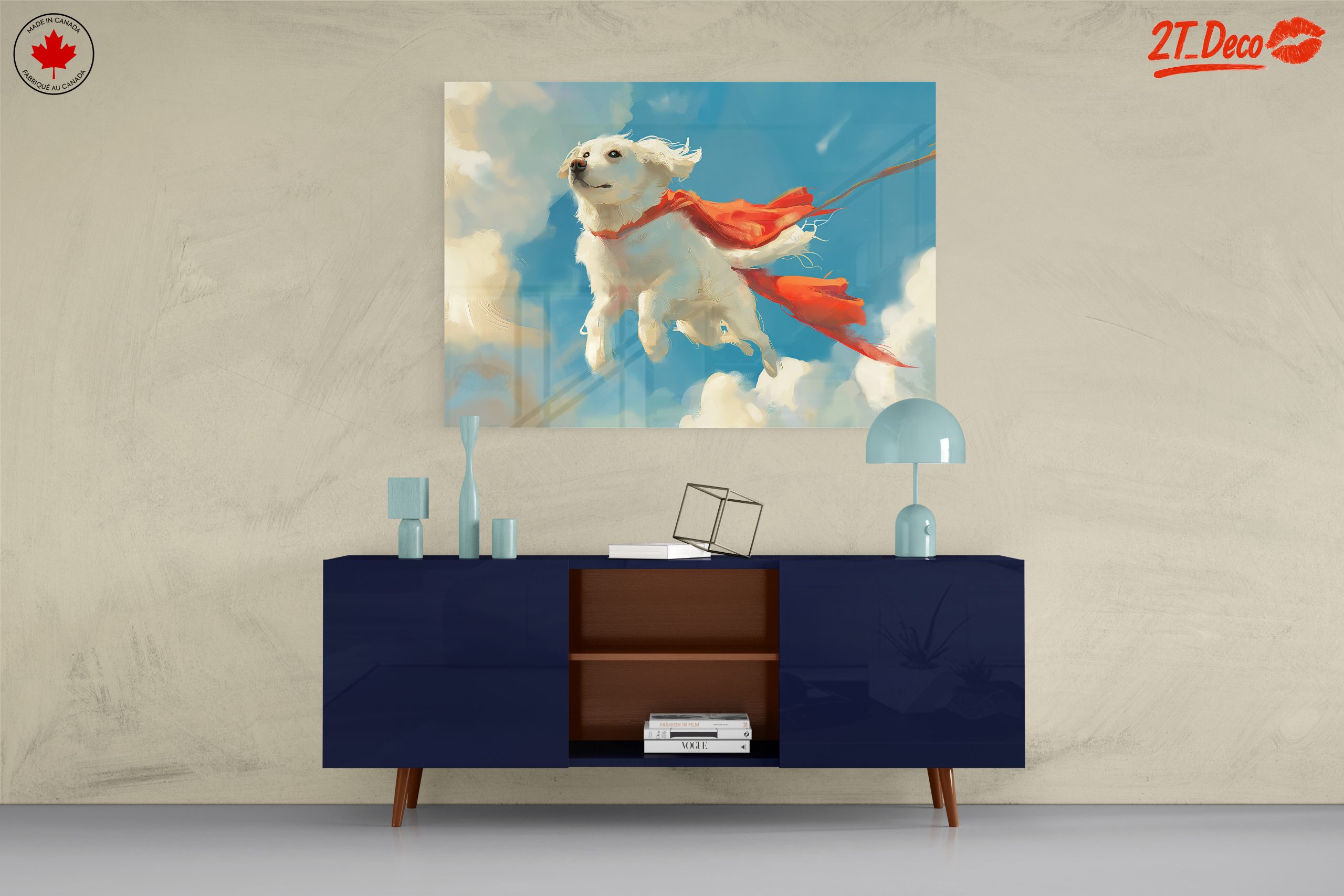 Dynamic Dog Artwork Soaring Through the Sky - Image 8