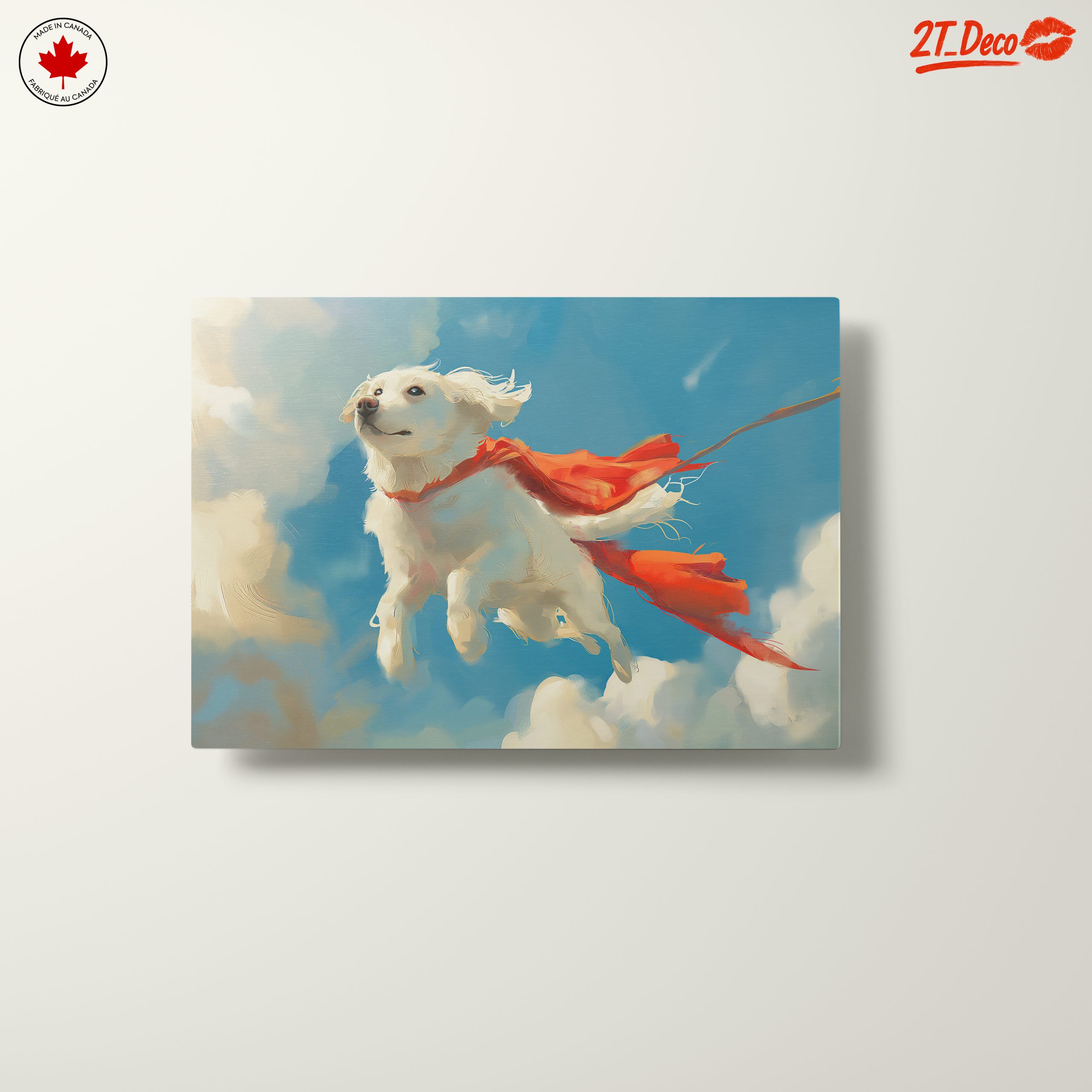 Dynamic Dog Artwork Soaring Through the Sky - Image 10