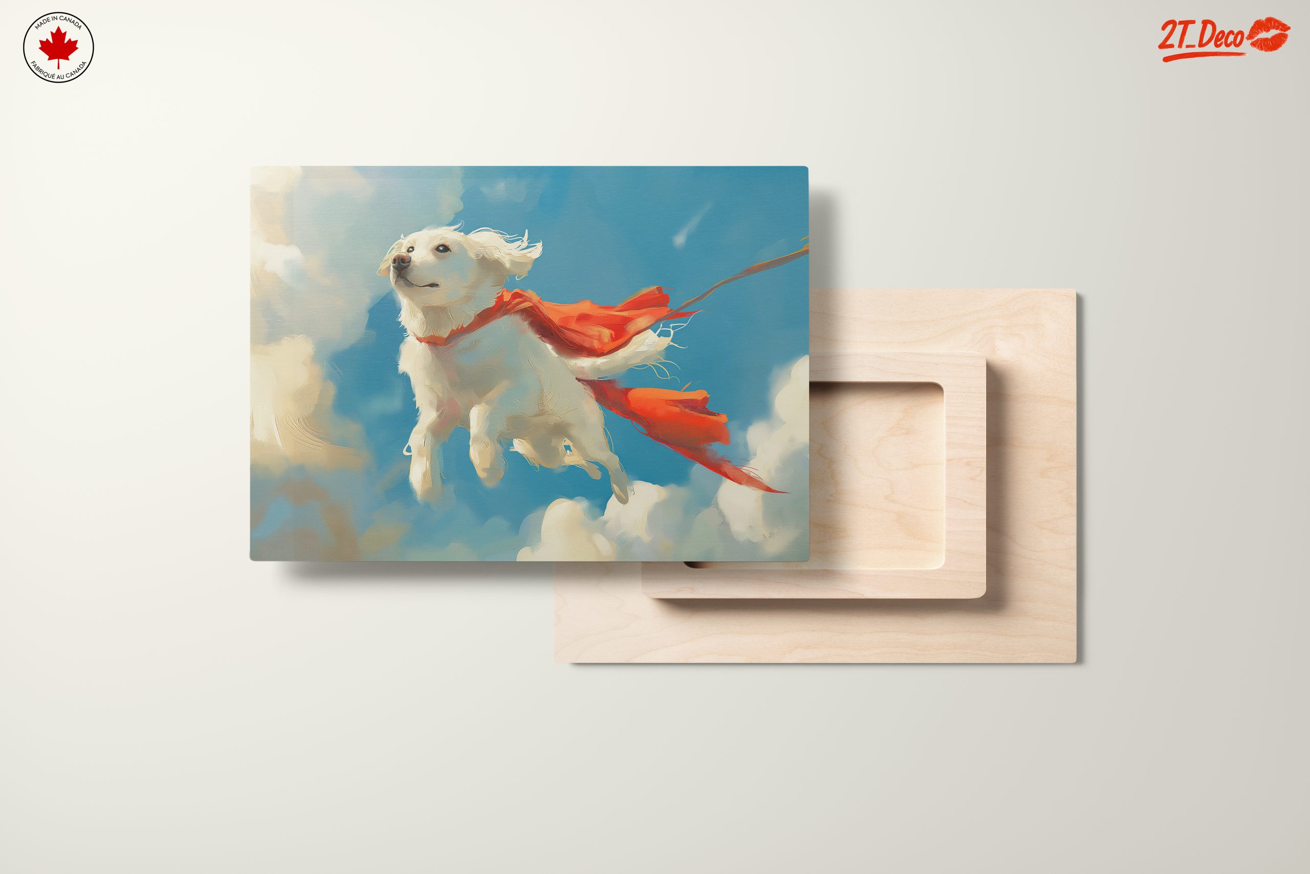 Dynamic Dog Artwork Soaring Through the Sky - Image 11