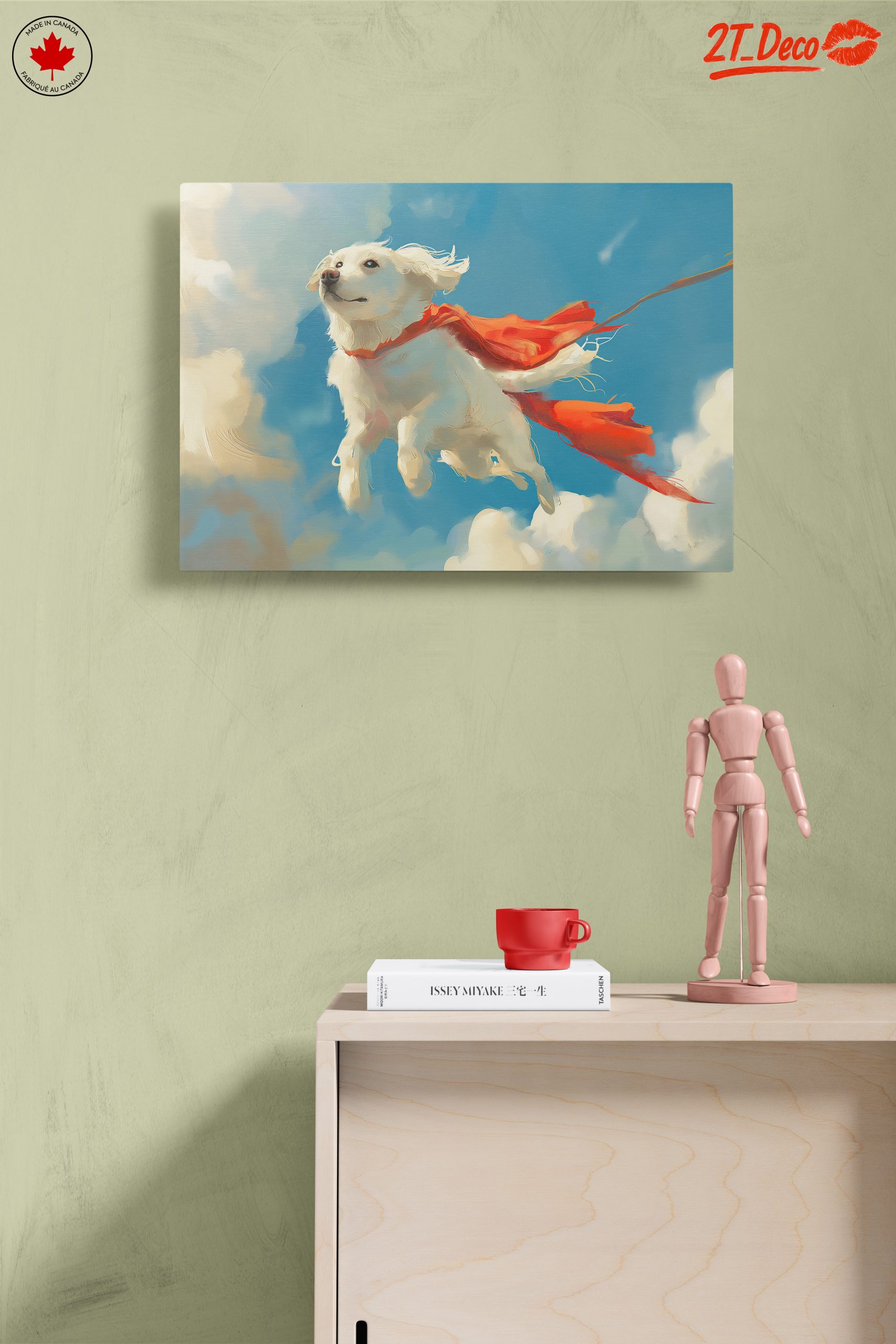 Dynamic Dog Artwork Soaring Through the Sky - Image 14