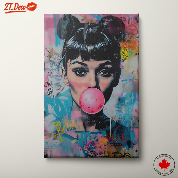 Urban Doodle Art of a Girl with Bubble Gum