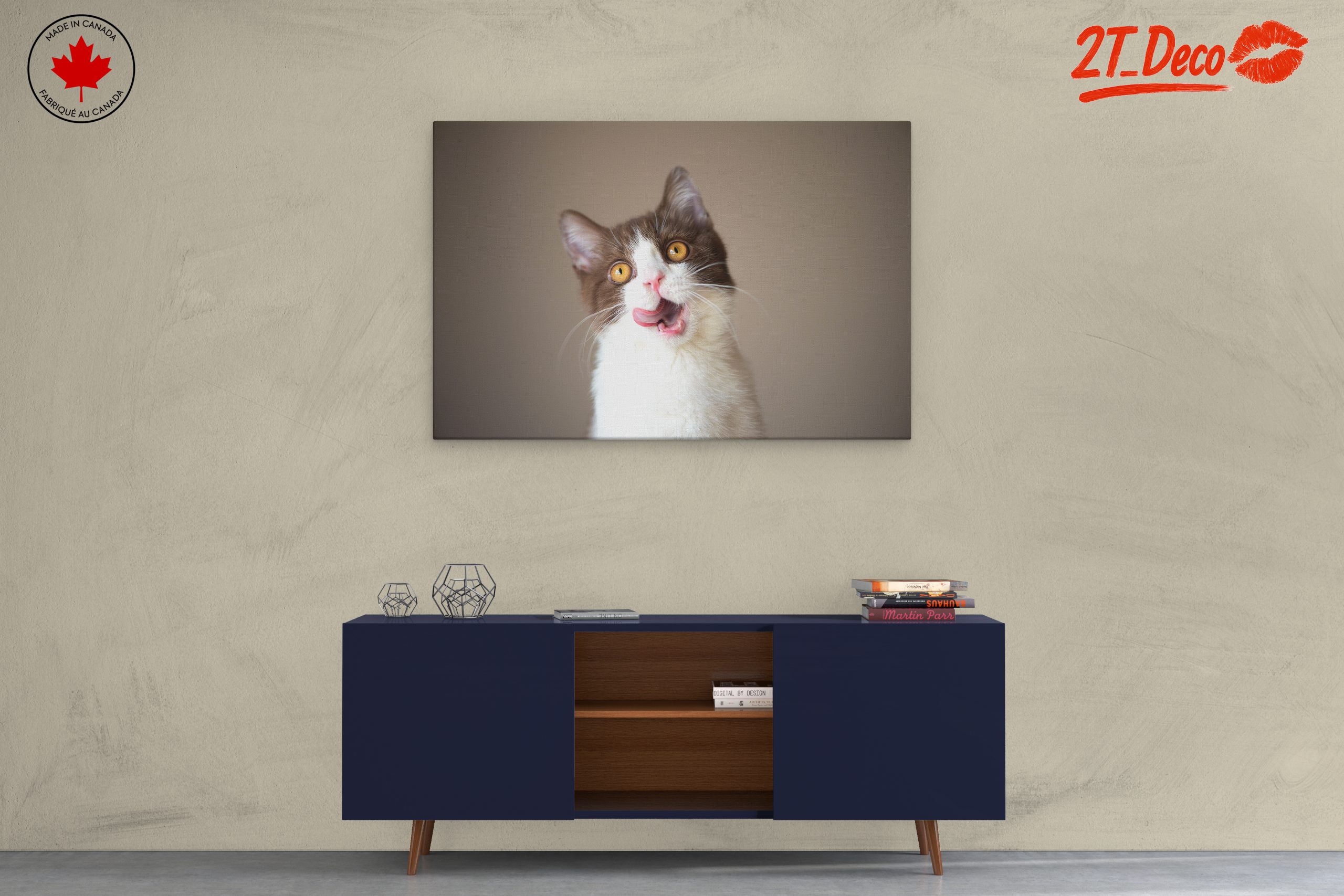 Playful Cat Portrait on Neutral Background - Image 3