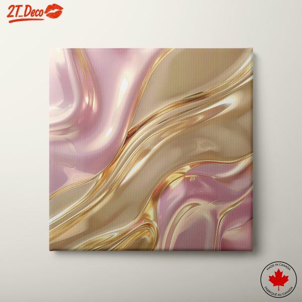 Elegant Abstract Waves in Gold and Pink