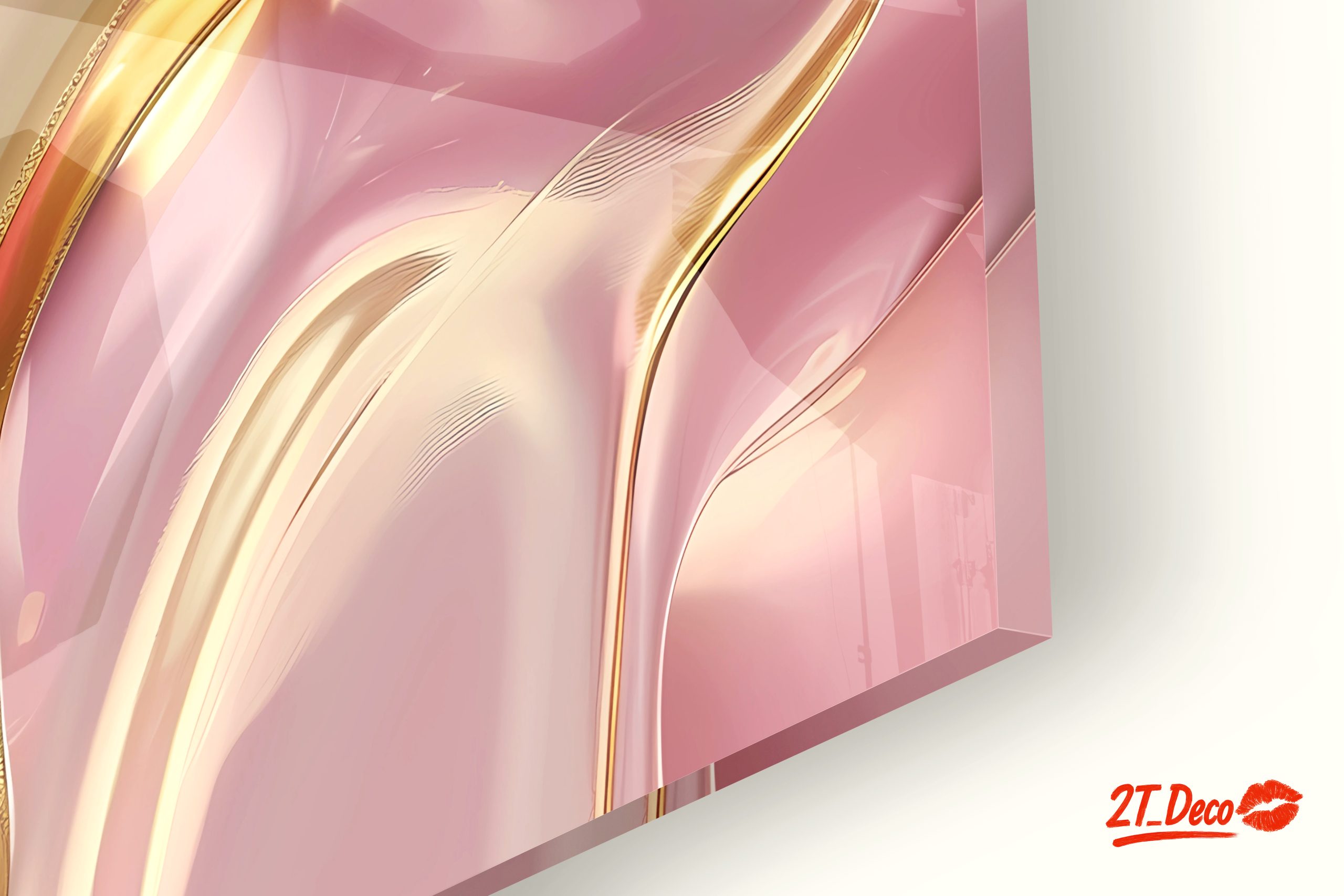 Elegant Abstract Waves in Gold and Pink - Image 9