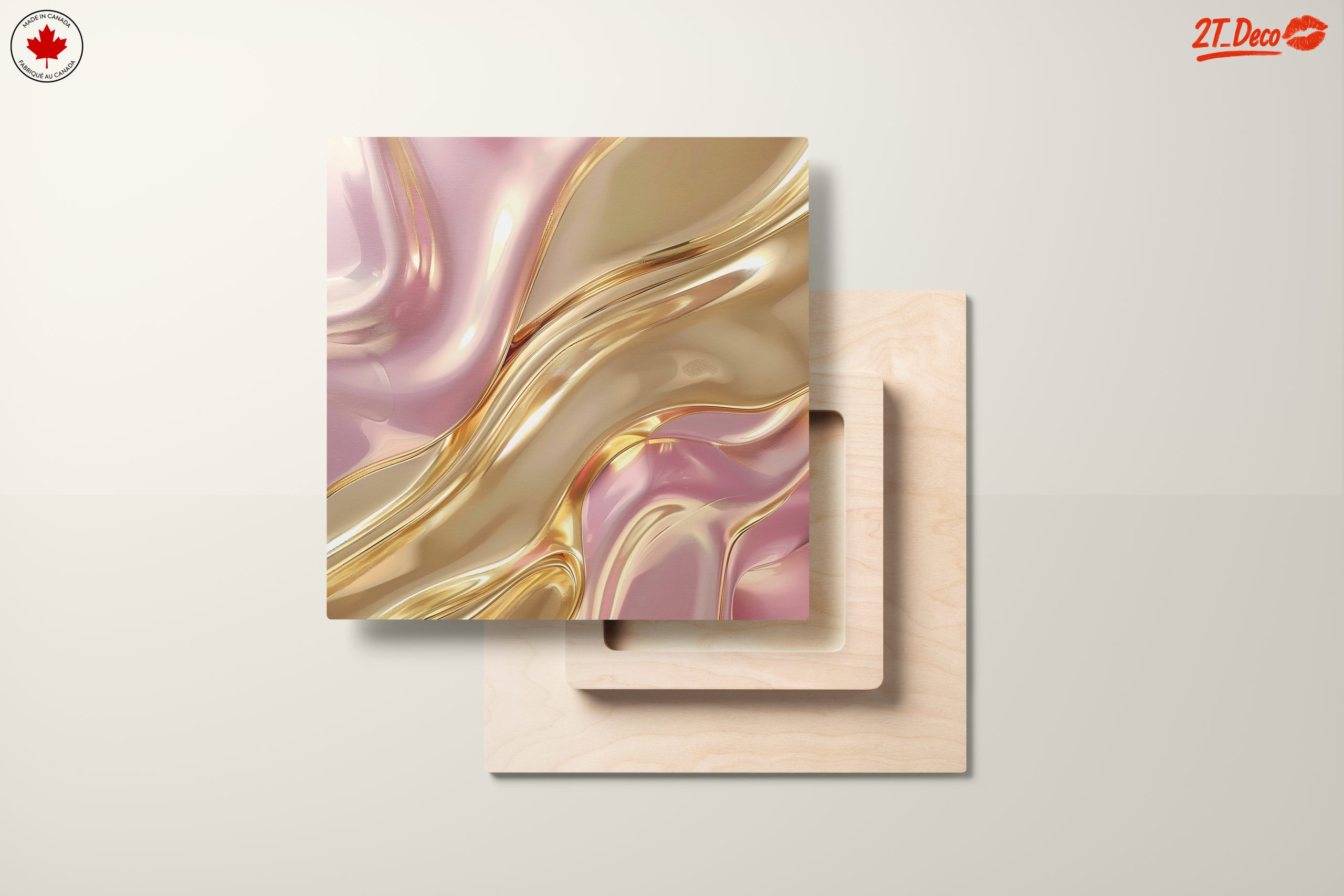 Elegant Abstract Waves in Gold and Pink - Image 11