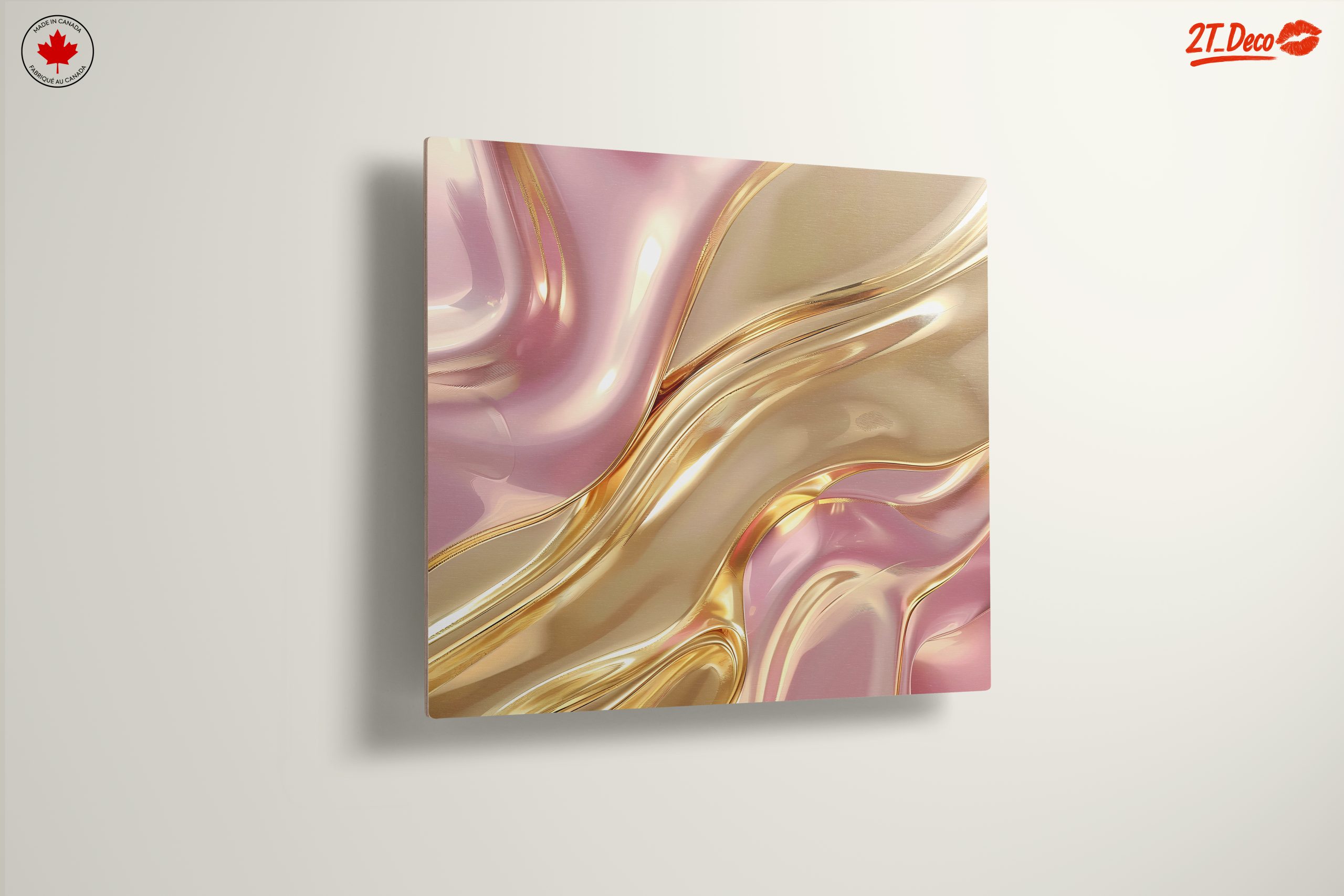Elegant Abstract Waves in Gold and Pink - Image 13